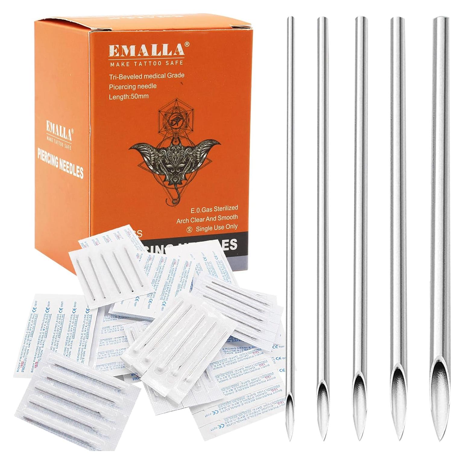 Kit de Perforación de Orejas y Nariz Romlon 50 Piezas Acero Inoxidable