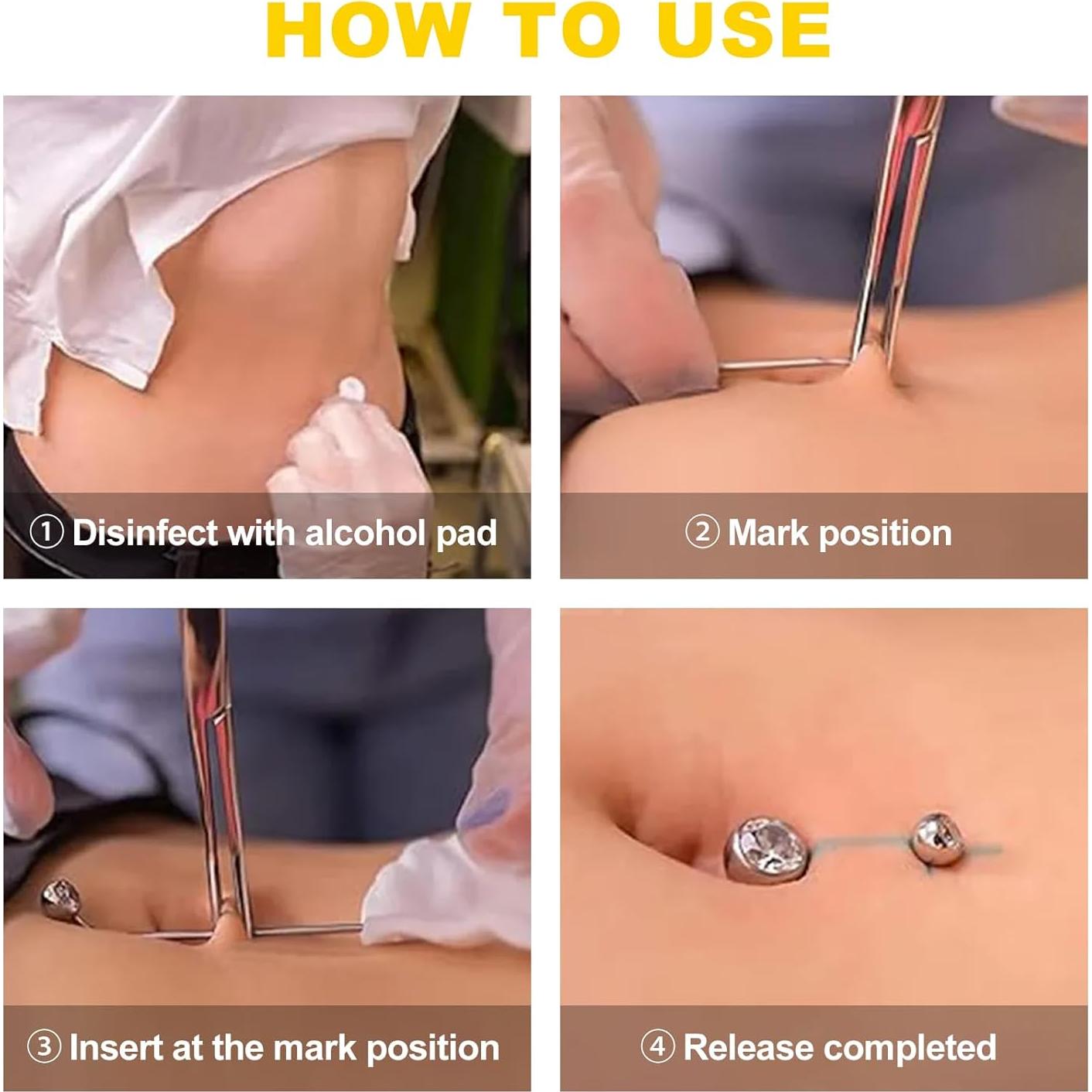 Kit de Perforación de Orejas y Nariz Romlon 50 Piezas Acero Inoxidable