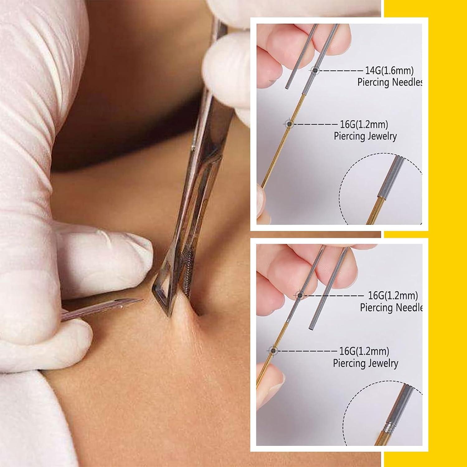 Kit de Perforación de Orejas y Nariz Romlon 50 Piezas Acero Inoxidable