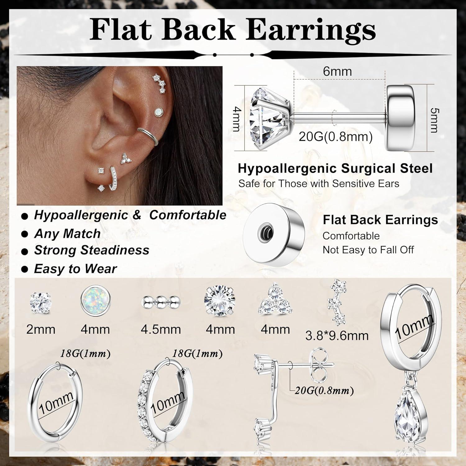 Pendientes Hipoalergénicos de Acero Inoxidable 20G - Milacolato