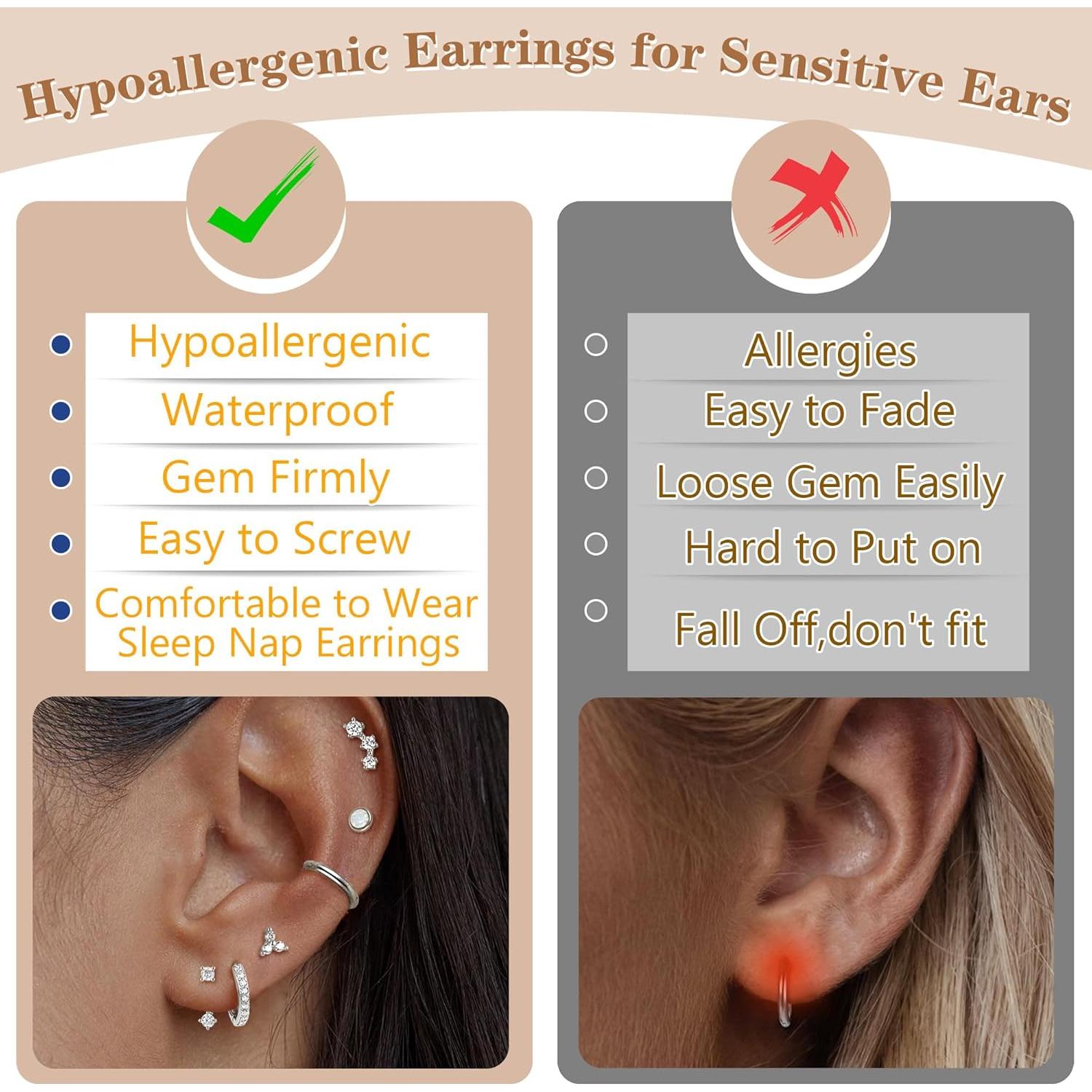 Pendientes Hipoalergénicos de Acero Inoxidable 20G - Milacolato