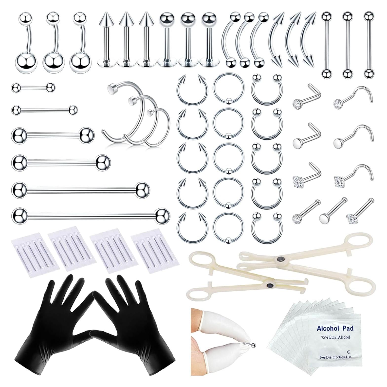 Kit de Perforación Corporal 80PCS Tustrion - Acero Inoxidable