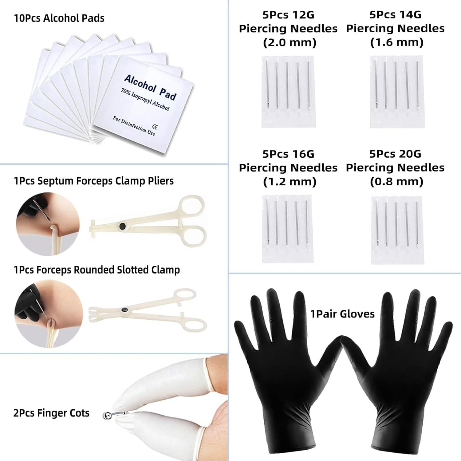 Kit de Perforación Corporal 80PCS Tustrion - Acero Inoxidable