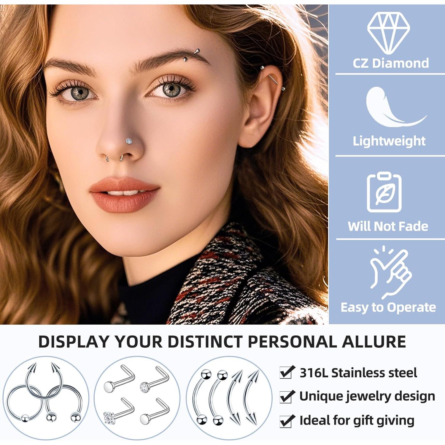 Kit de Perforación Corporal 80PCS Tustrion - Acero Inoxidable