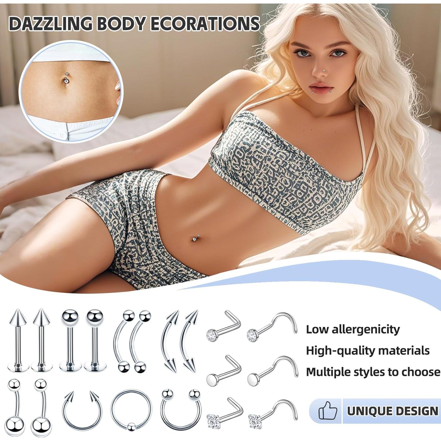 Kit de Perforación Corporal 80PCS Tustrion - Acero Inoxidable