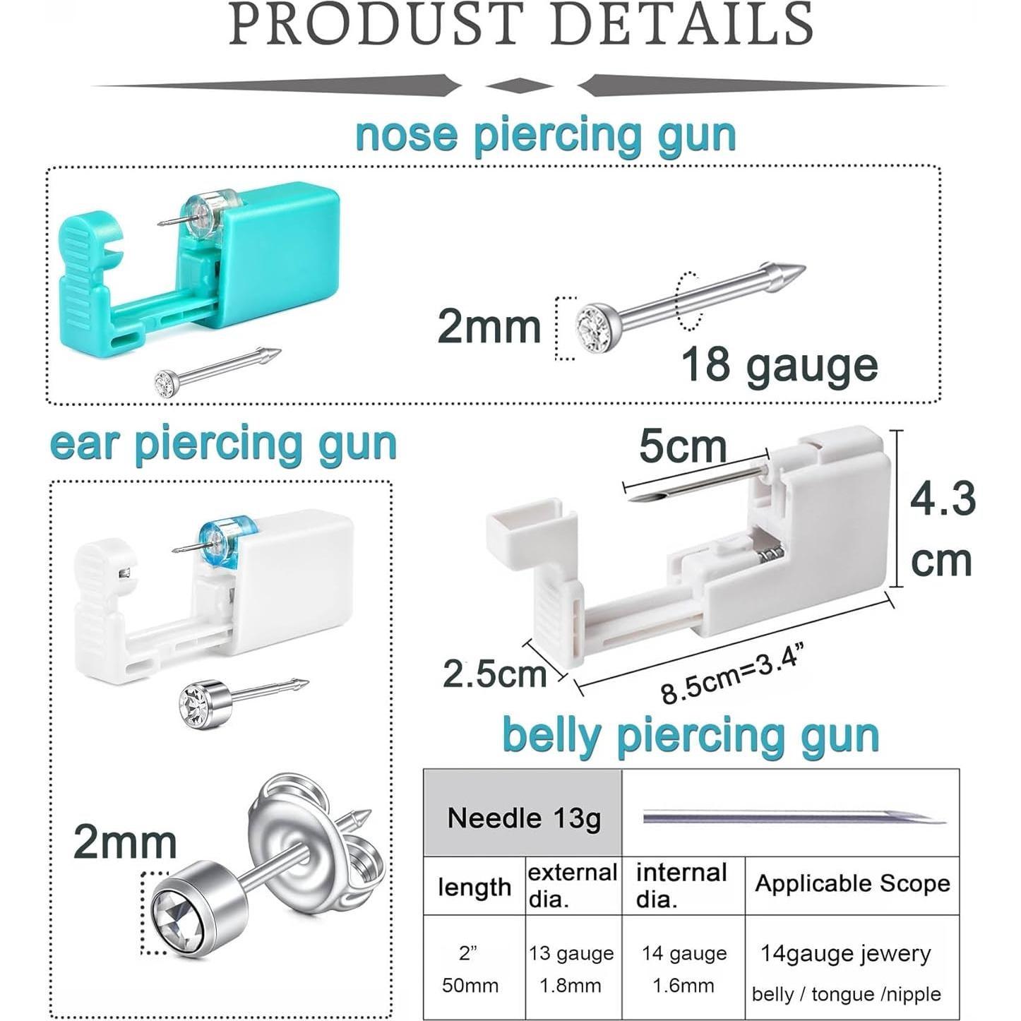 Kit de Perforación de Orejas y Nariz QWALIT - Desechable