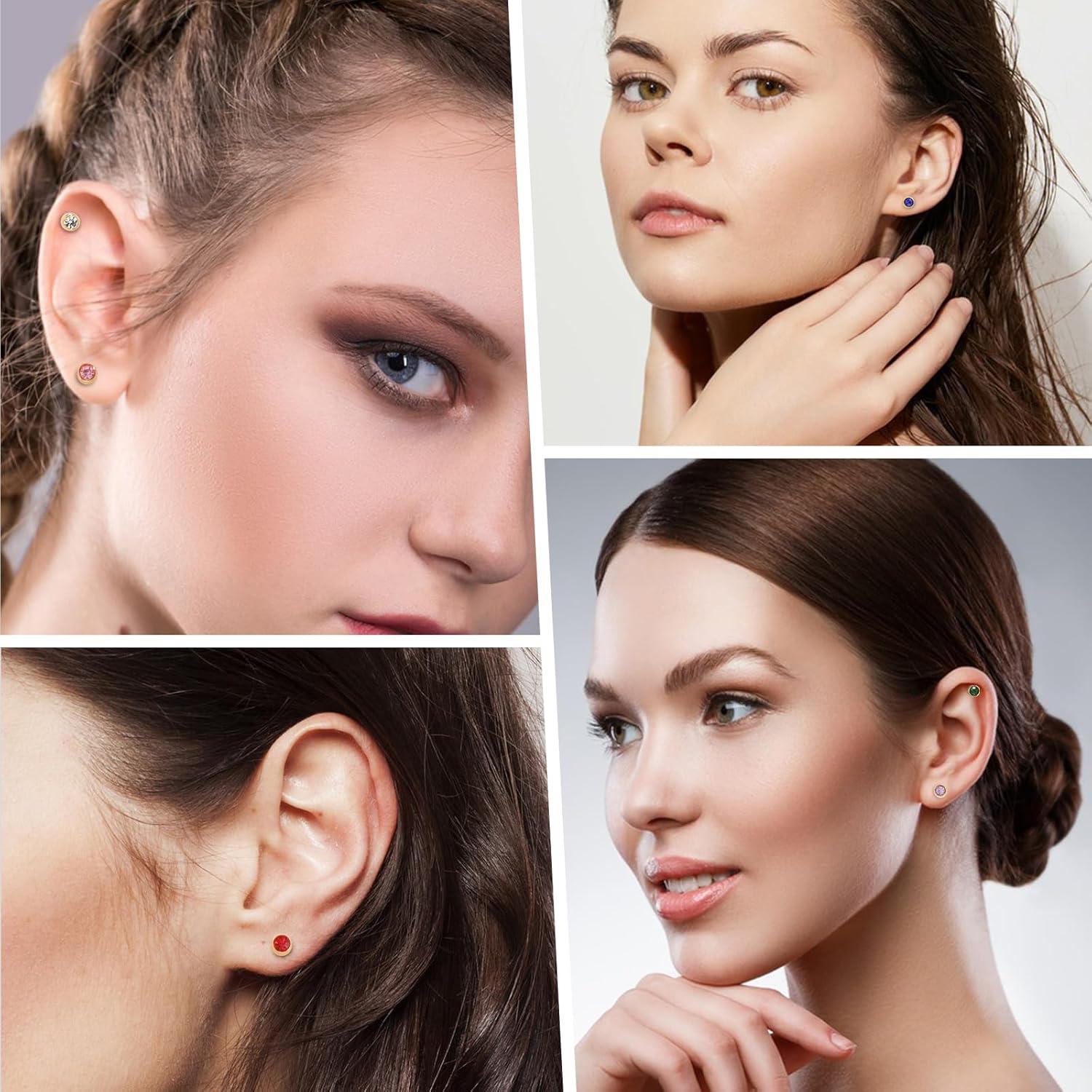 Kit de Pistola de Perforación de Orejas Oro MRFuYtng - 72 Pernos