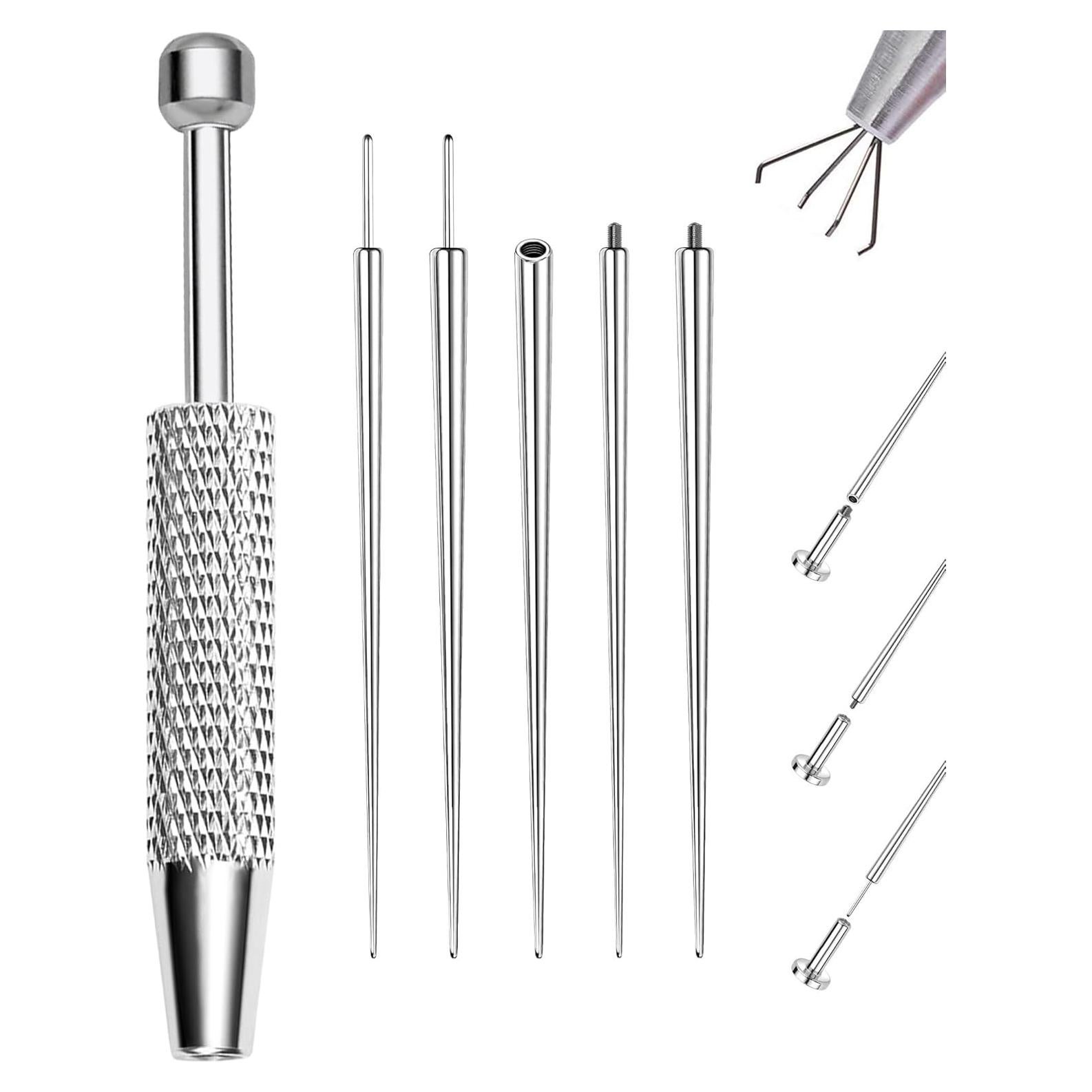OUFER Kit de Piercing Corporal con Agarrador y Agujas 16G 18G