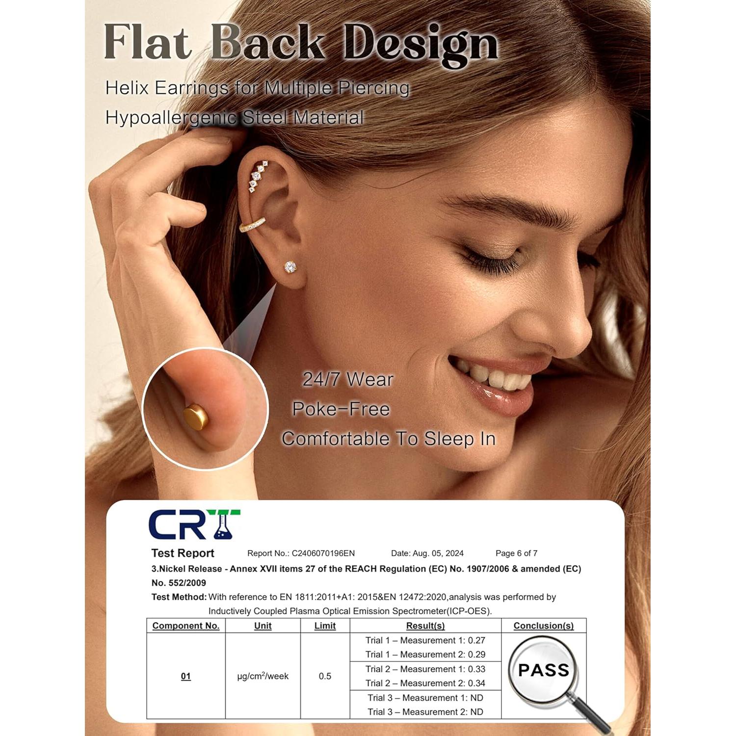 Pendientes de Cartílago Hipoalergénicos LOLIAS 16G Oro 14K