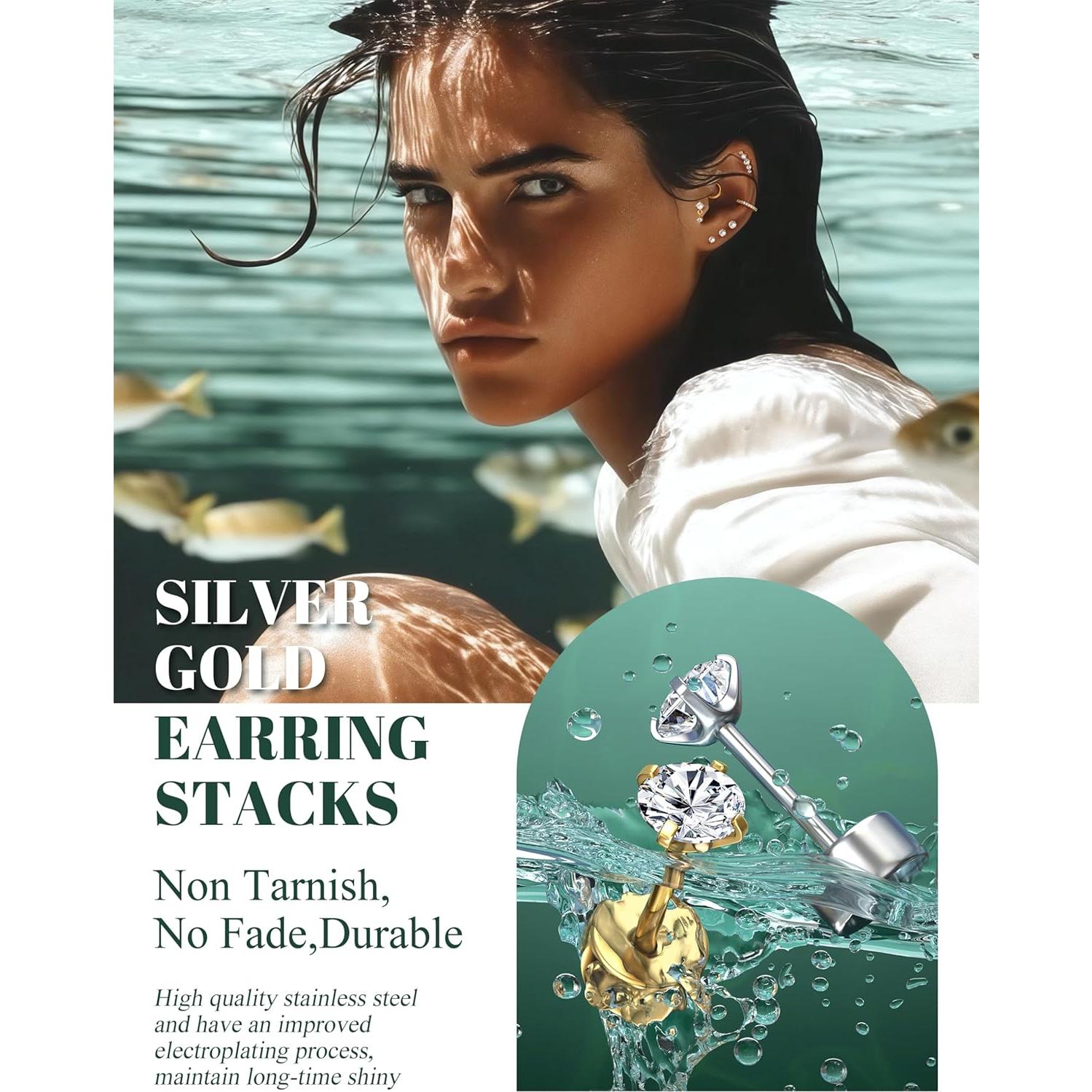 Pendientes de Cartílago Hipoalergénicos LOLIAS 16G Oro 14K