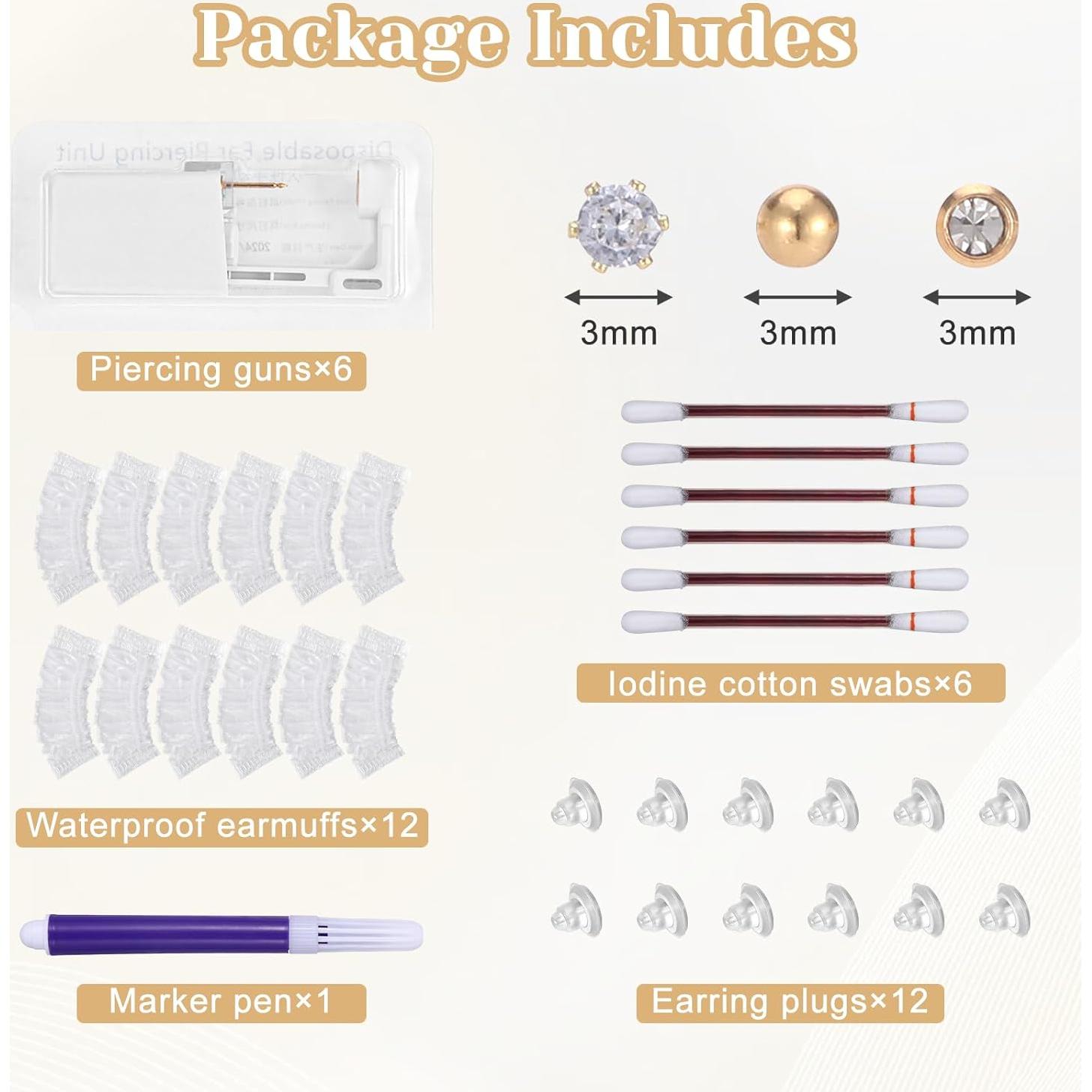 Kit de perforación de orejas desechable Changsha Huna 37 piezas