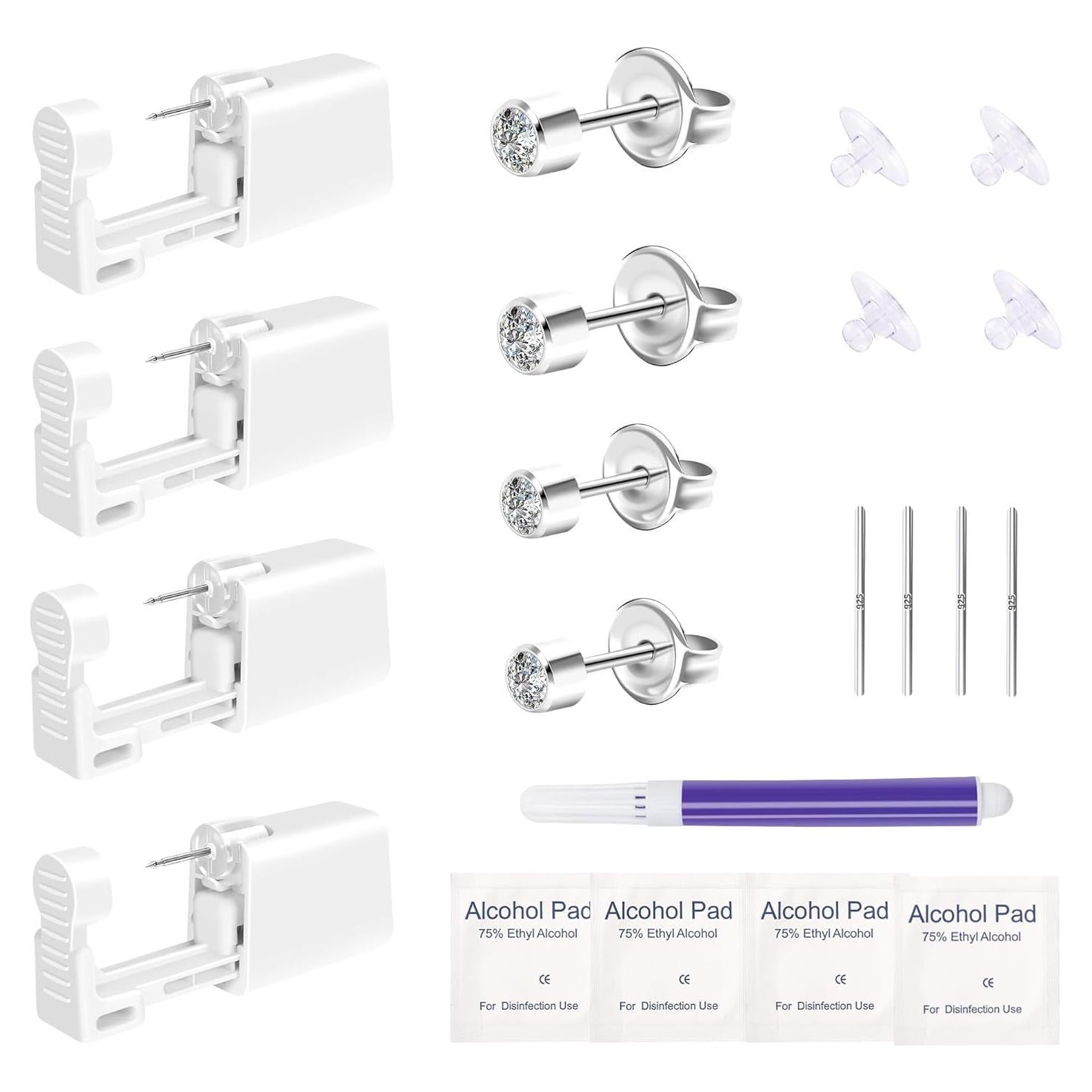 Kit de Perforación de Orejas Desechable Hipoalergénico 3mm 4mm