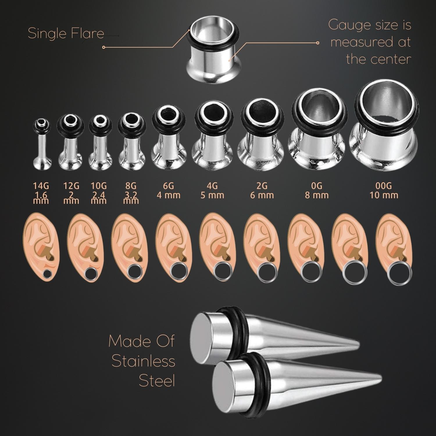 Kit de Estiramiento de Orejas BodyJ4You 37 Piezas 14G-00G