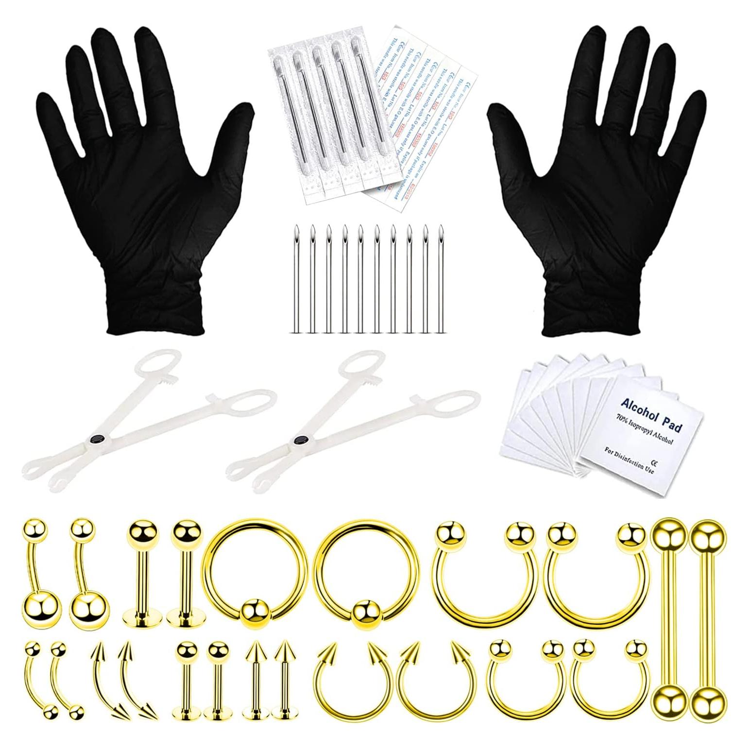 Kit de Piercing Corporal BodyJ4You 36PC - Acero Quirúrgico 14G 16G