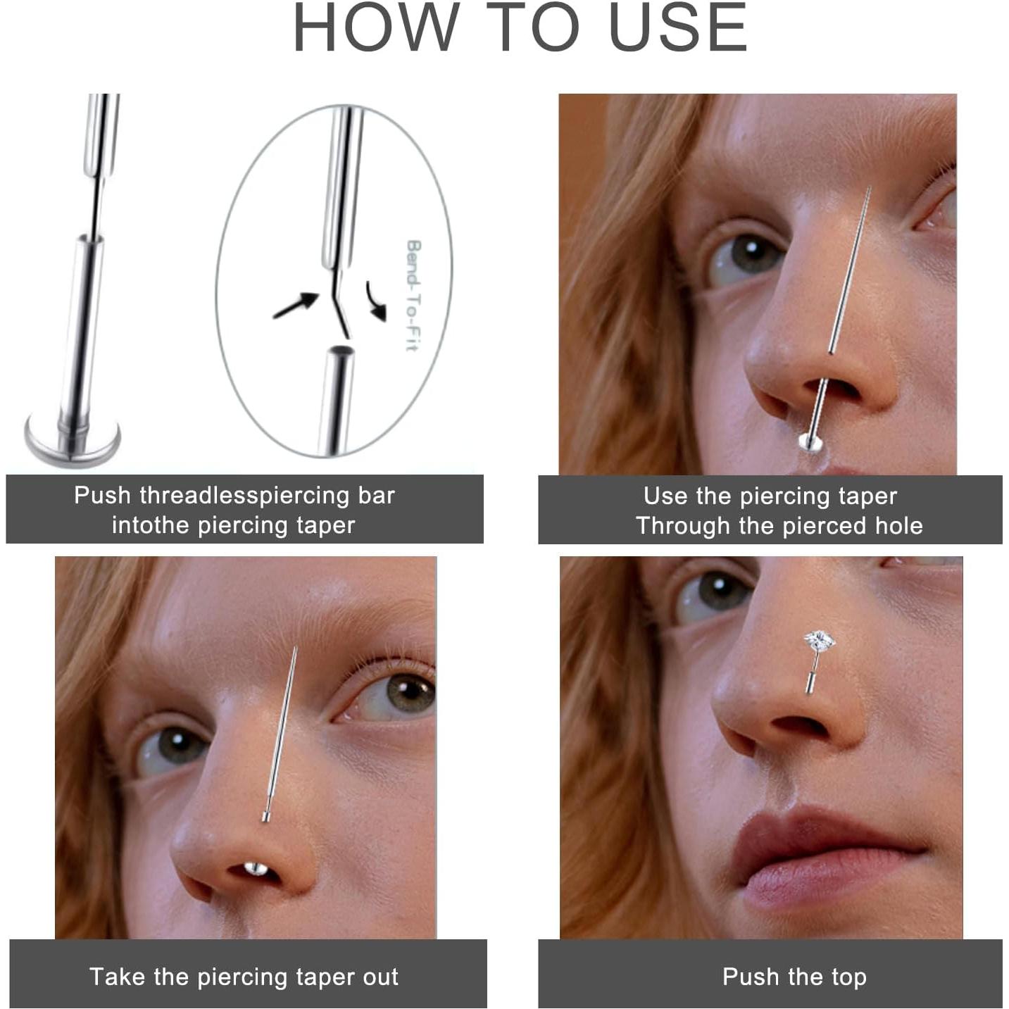 VOJO Kit de Herramientas para Piercing 16G 18G Acero Inoxidable