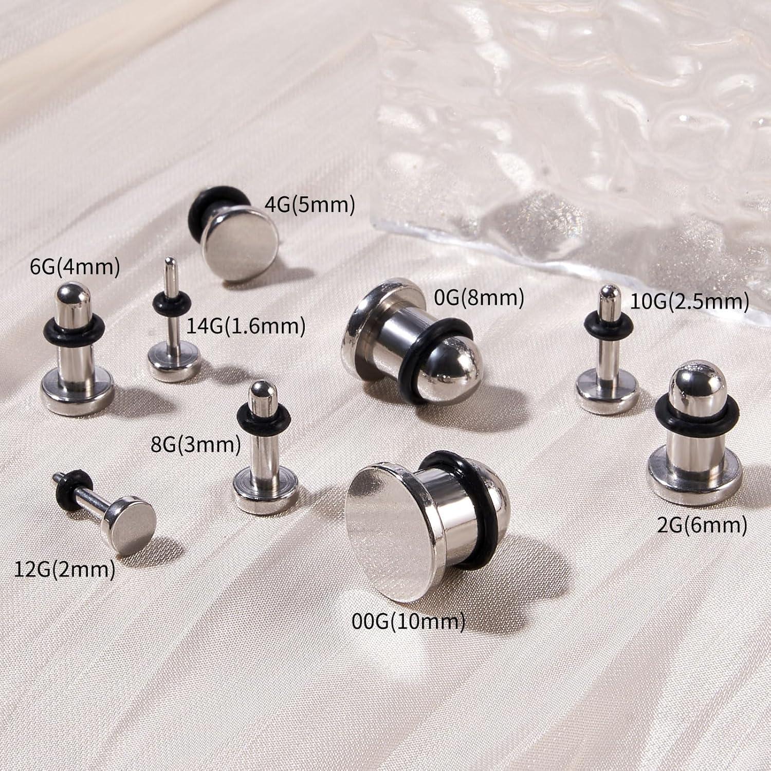 Kit de Estiramiento de Orejas 18PCS Longbeauty Acero Quirúrgico