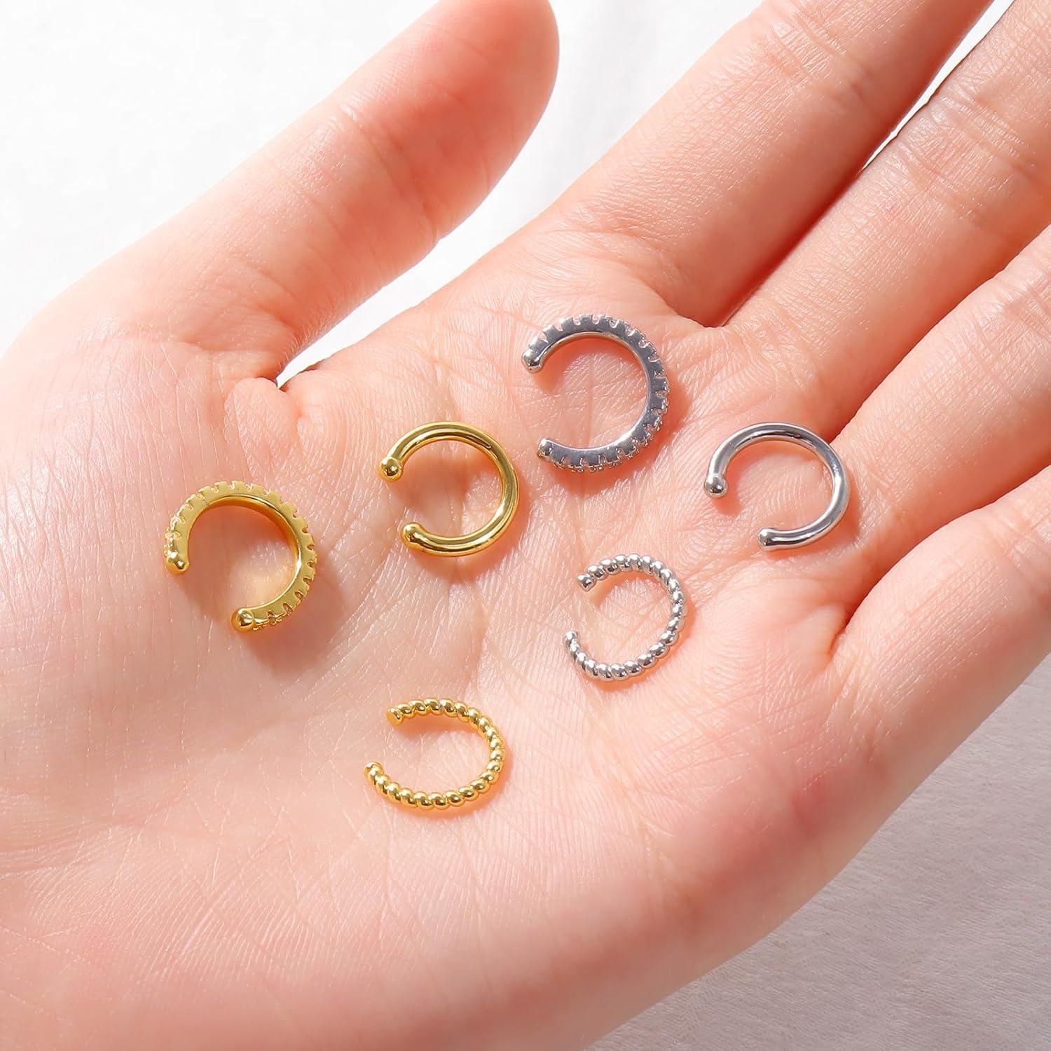 Pendientes de Cuff No Perforadores Explosion Zing - 3 Piezas Oro