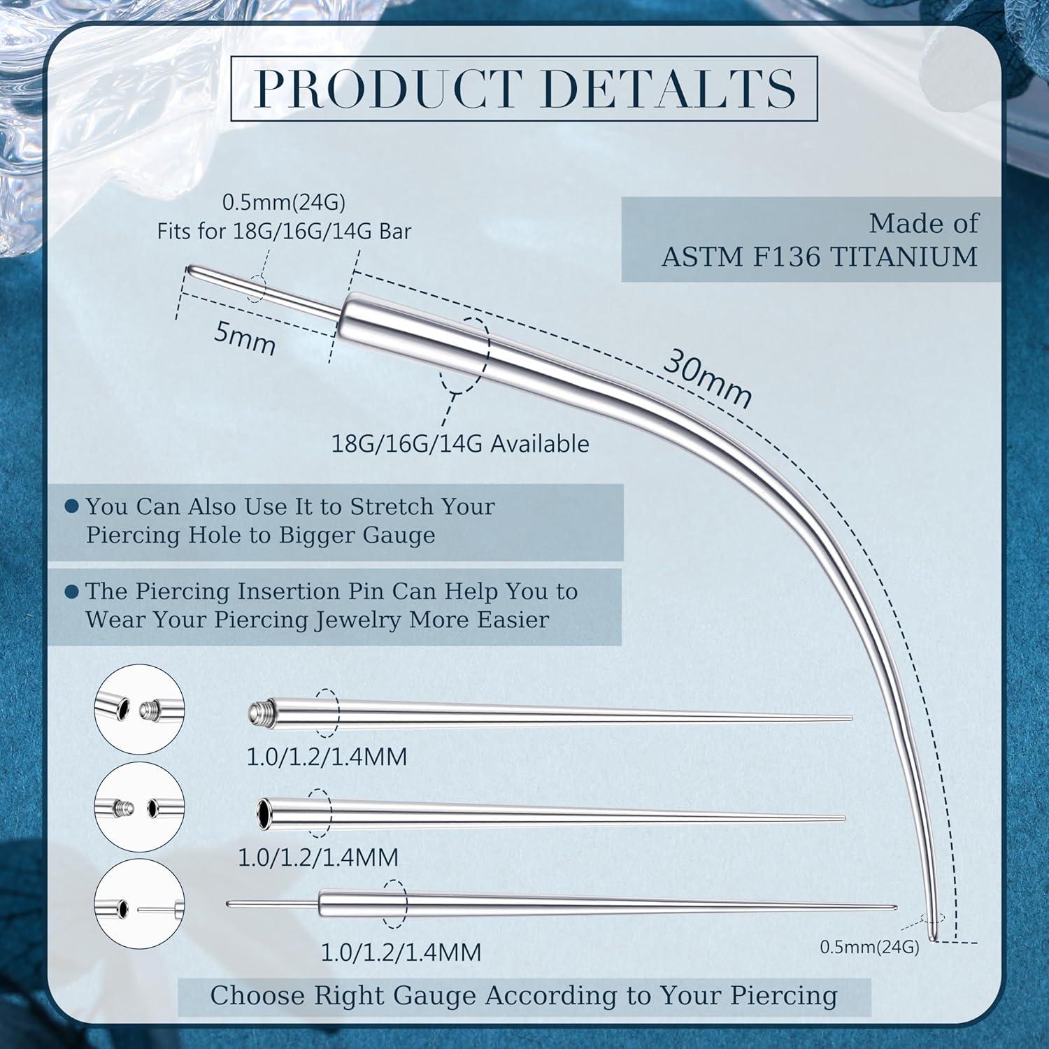 Kit de Herramientas de Piercing LOLIAS de Titanio ASTM F136 14G-20G