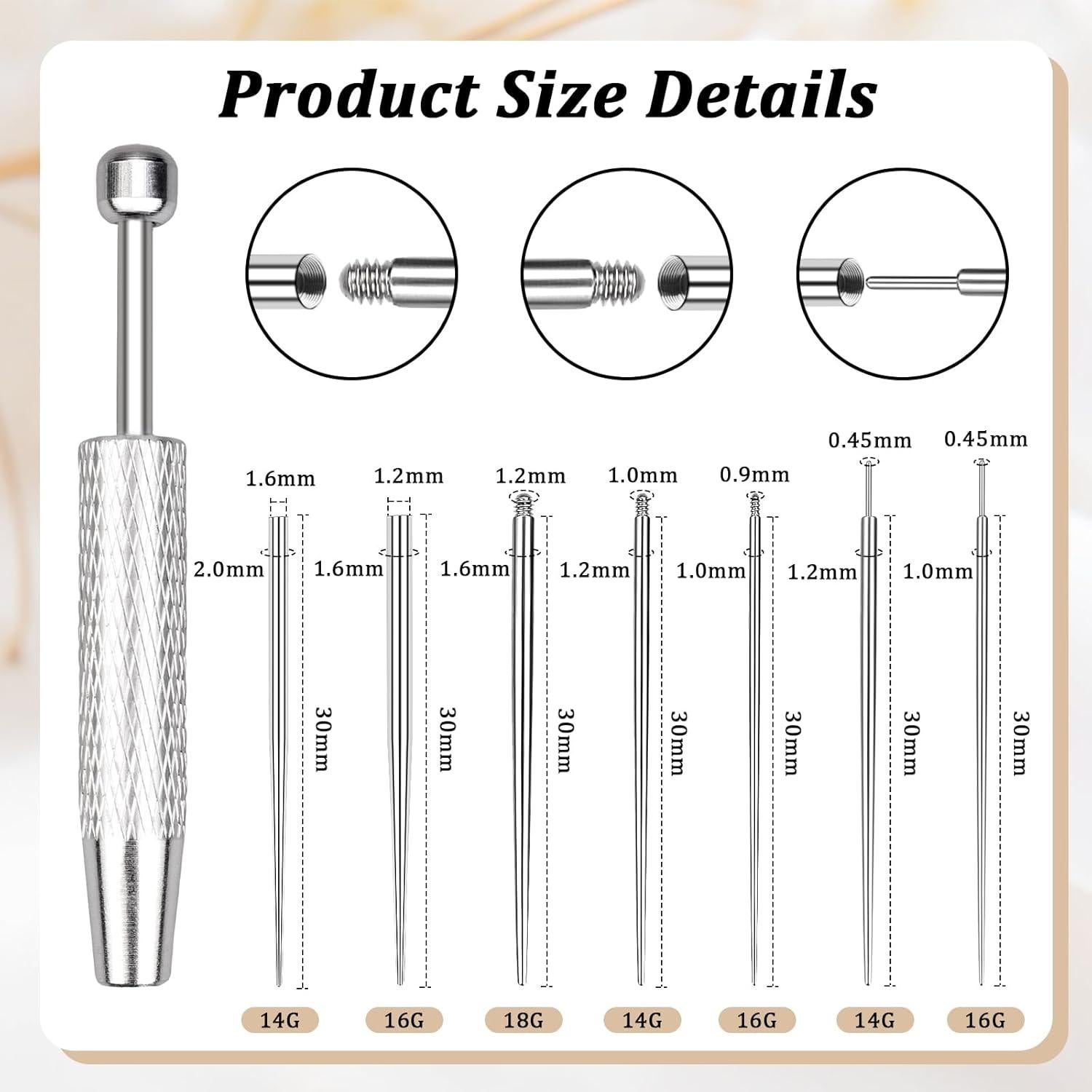 Kit de Herramientas para Piercing 8 Piezas Acero Inoxidable