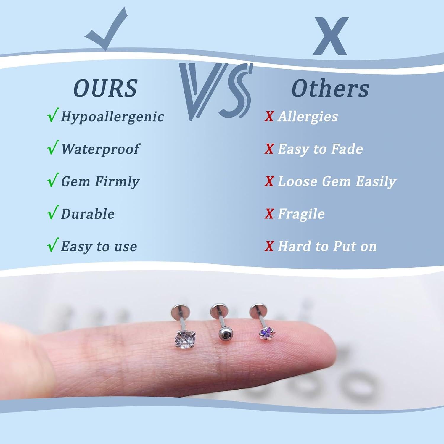 Pendientes de Acero Quirúrgico Hipoalergénicos JAGOSE 9 Pares