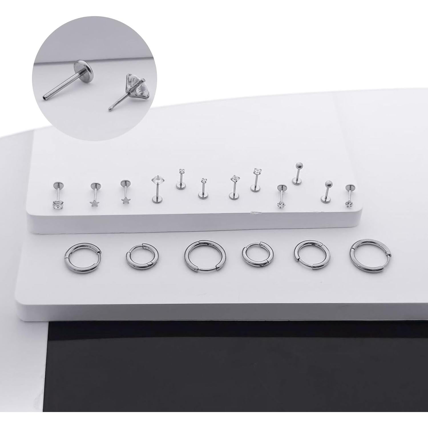 Pendientes de Acero Quirúrgico Hipoalergénicos JAGOSE 9 Pares