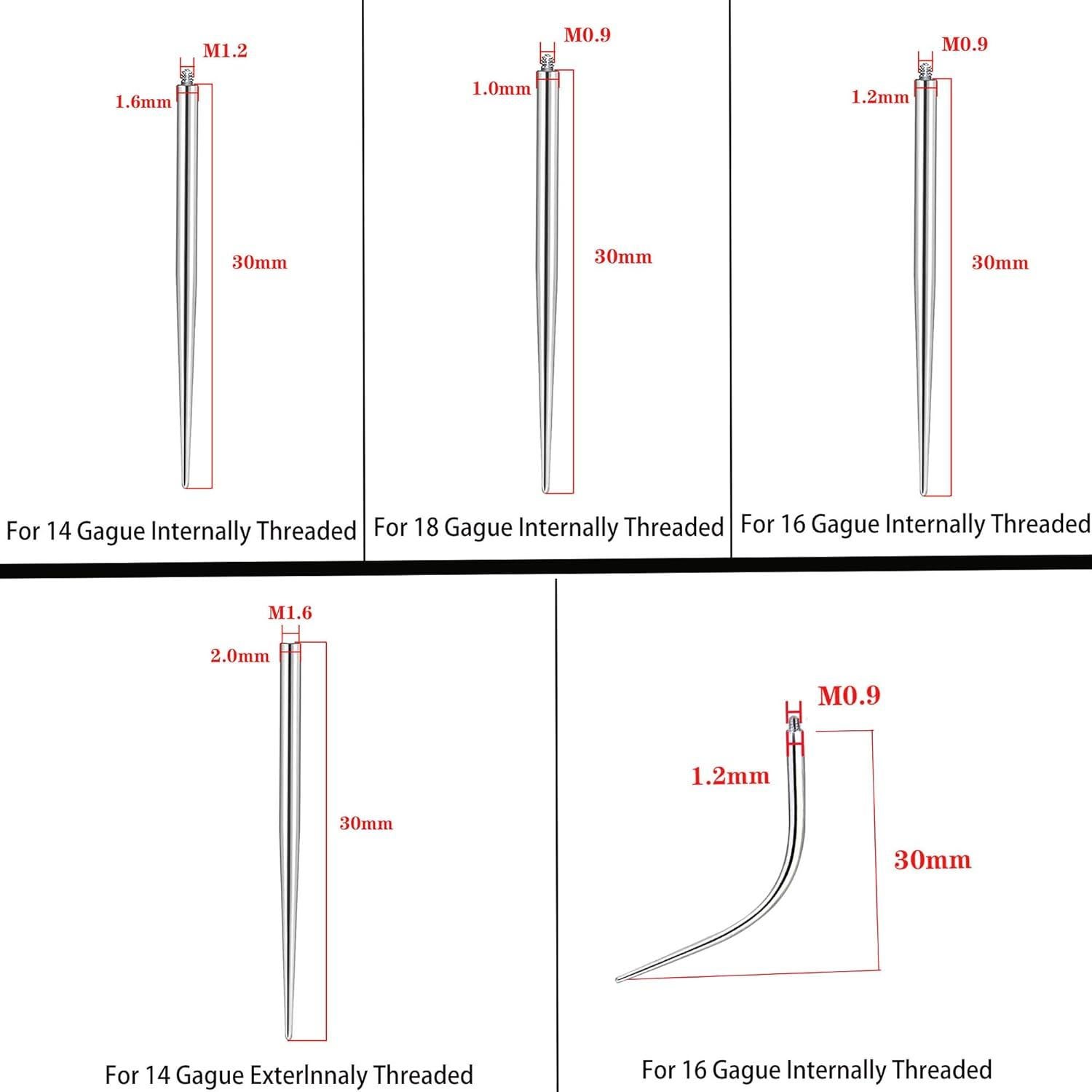 Kit de Herramientas de Piercing Acero Inoxidable 16G 18G 14G