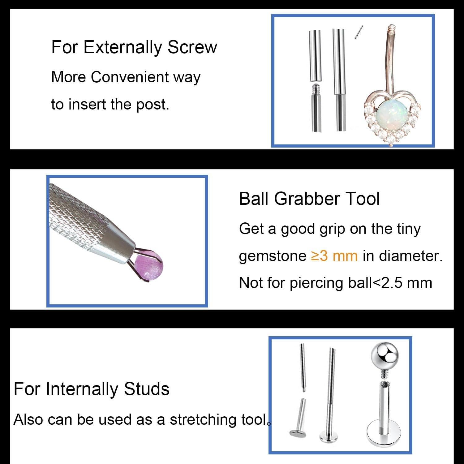 Kit de Herramientas de Piercing Acero Inoxidable 16G 18G 14G