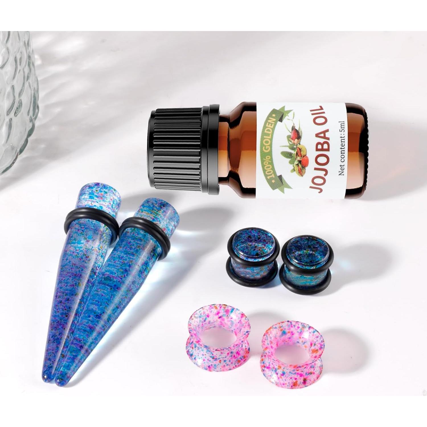 Kit de Estiramiento de Orejas 54 Piezas Acrílico Rosa 1.6-12mm