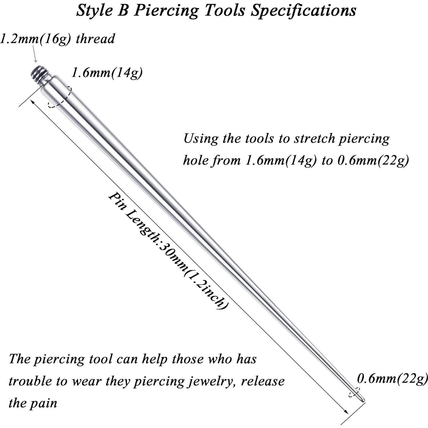 MILACOLATO Kit de Piercing de Titanio 14G 3 Puntas Hipoalergénicas
