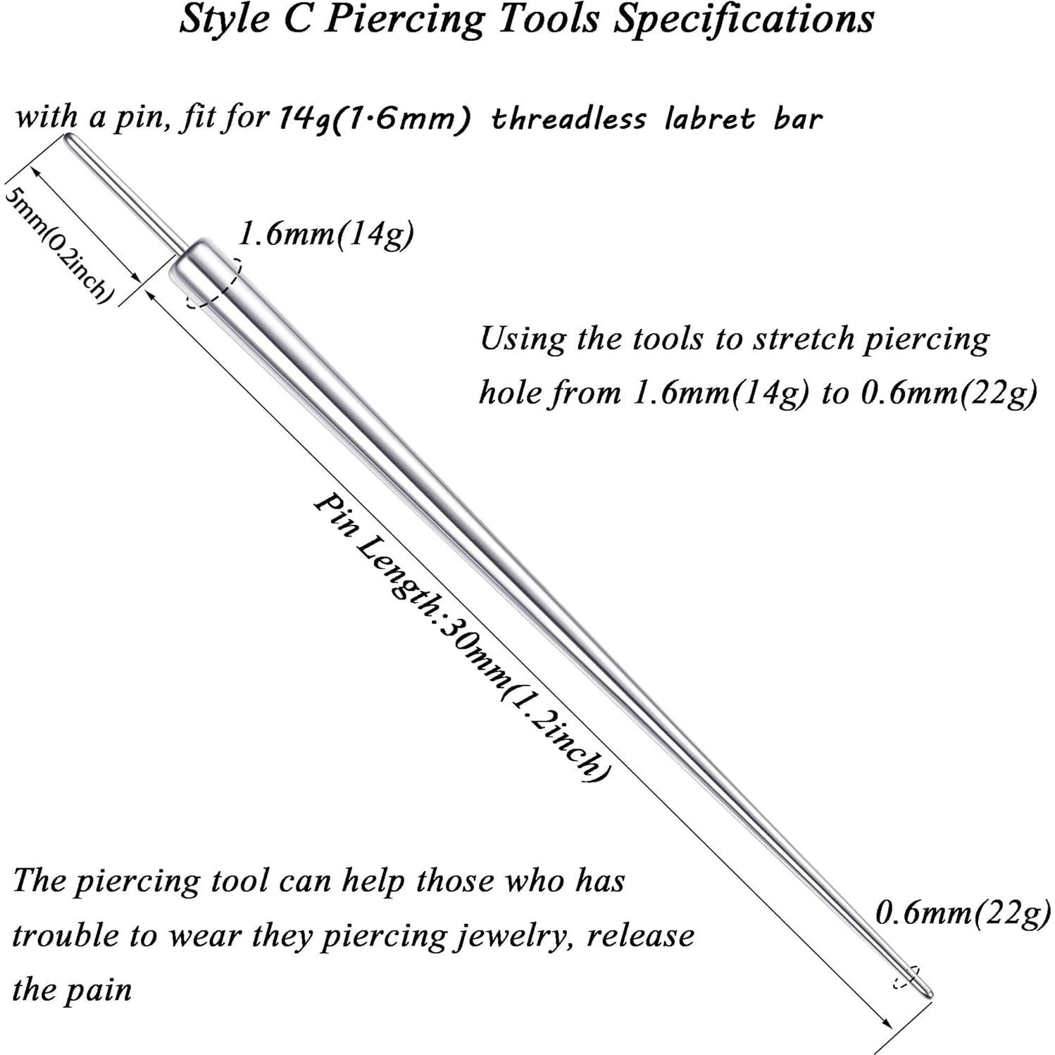 MILACOLATO Kit de Piercing de Titanio 14G 3 Puntas Hipoalergénicas