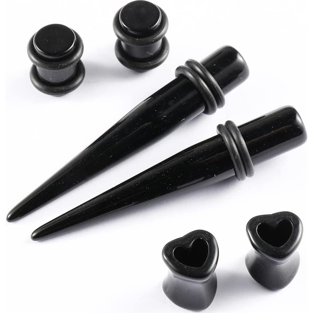 Kit de Estiramiento de Oídos Memsion 46 Piezas Acrílico Negro