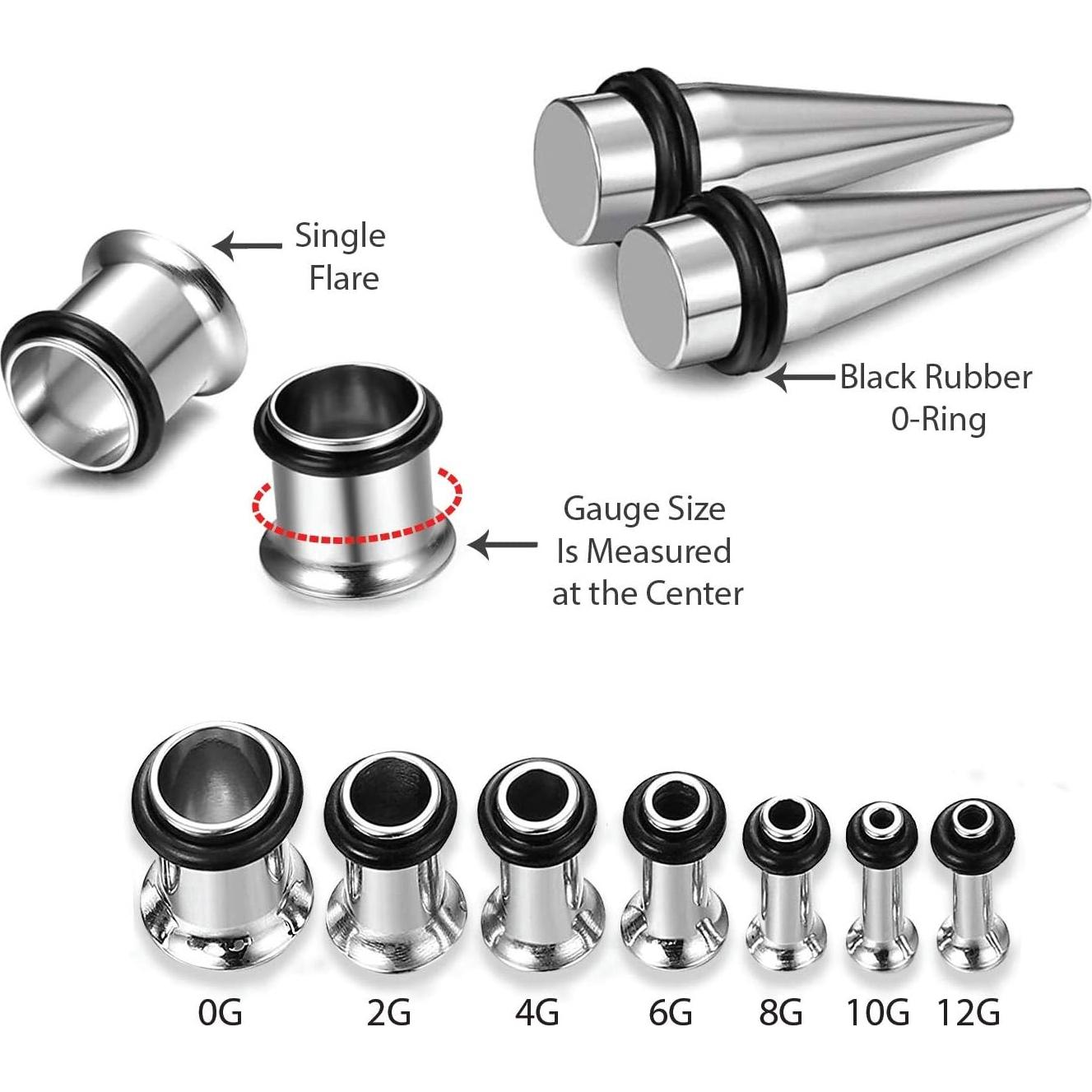 Kit de Estiramiento de Orejas BodyJ4You 28 Piezas 12G-0G