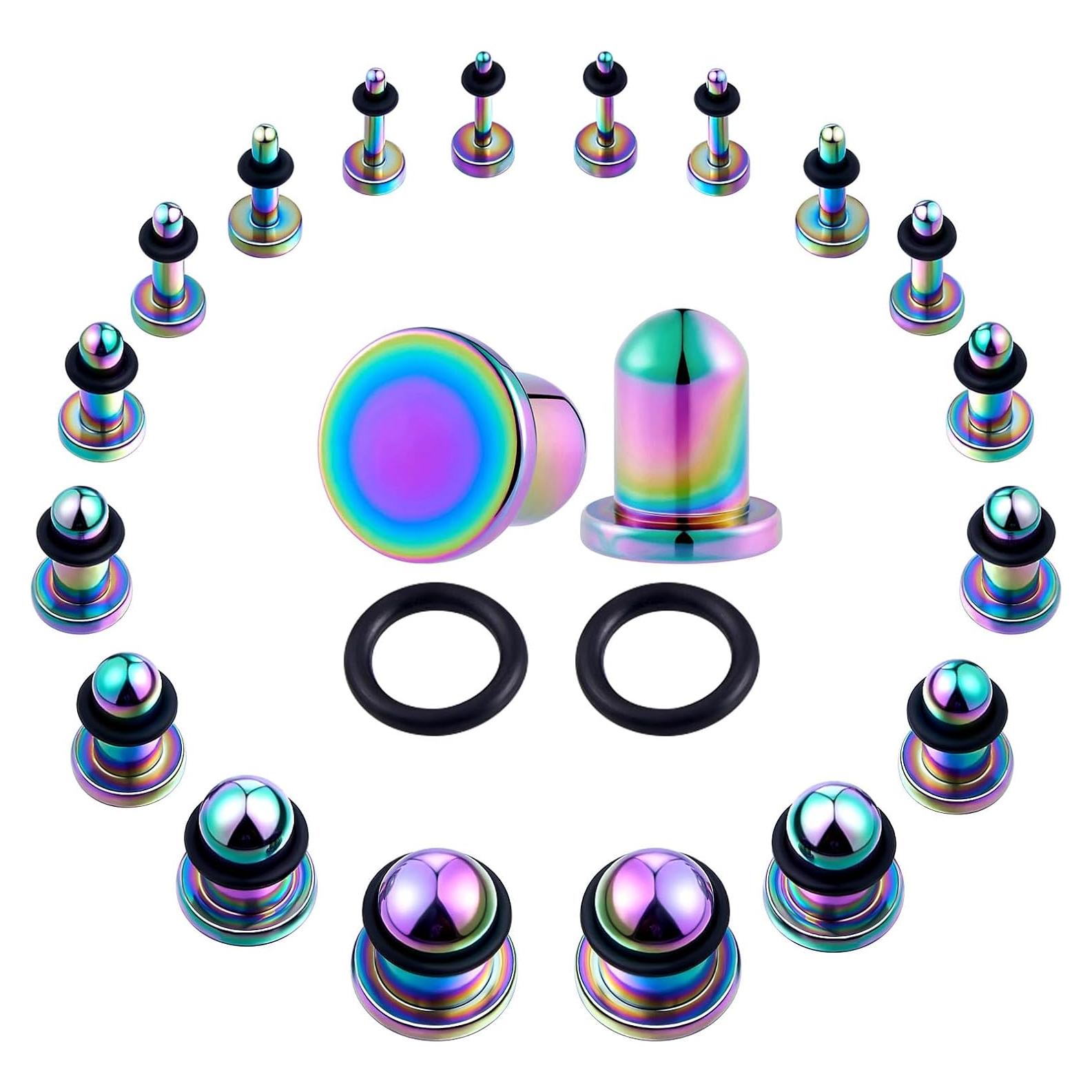 Kit de Estiramiento de Orejas 18 Piezas Lianrunshangmao Acero Inoxidable