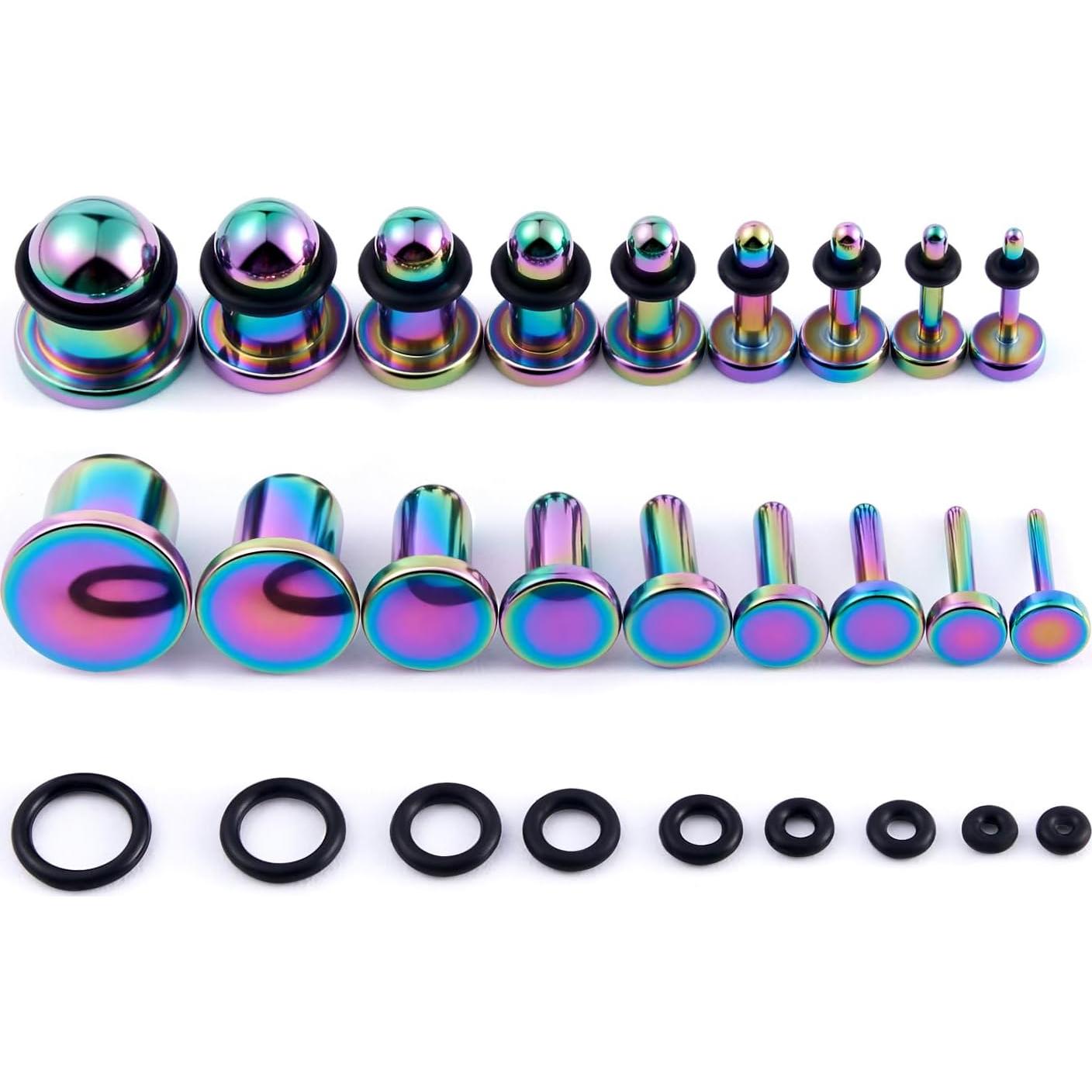 Kit de Estiramiento de Orejas 18 Piezas Lianrunshangmao Acero Inoxidable