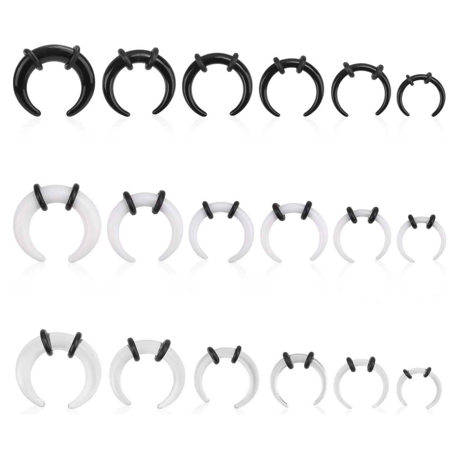 18 Anillos de Septum Acrílicos Mikovivi - 4G a 14G, 3 Colores