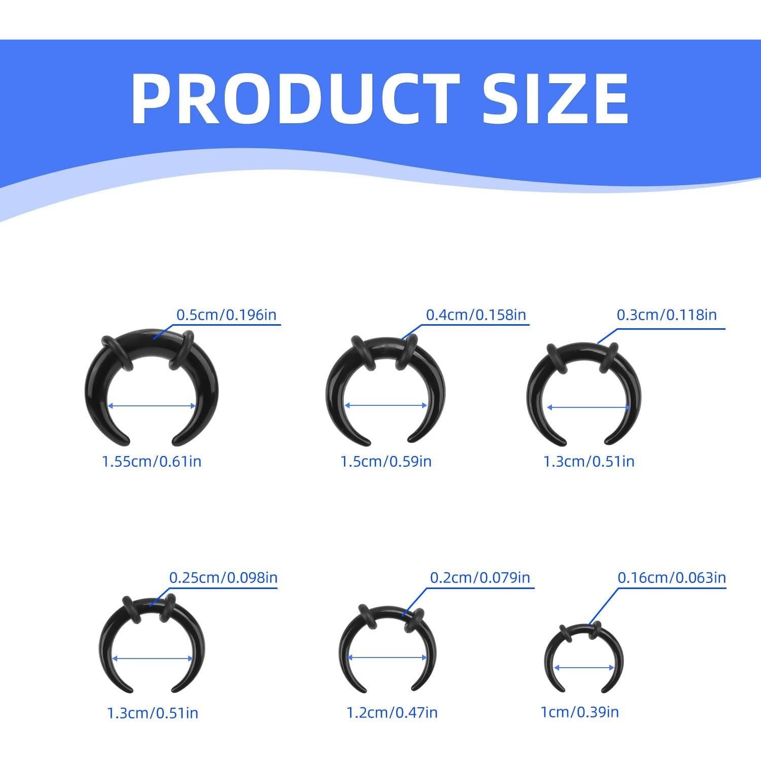 18 Anillos de Septum Acrílicos Mikovivi - 4G a 14G, 3 Colores