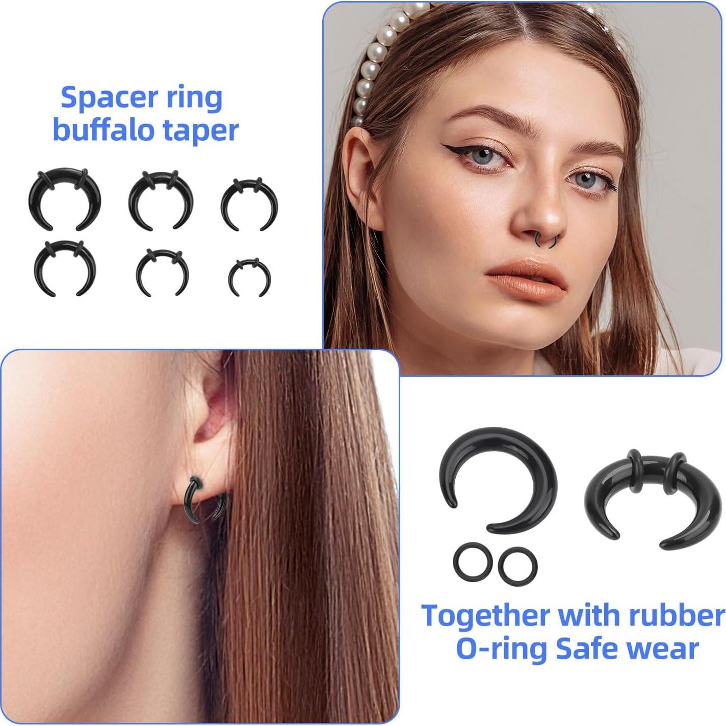 18 Anillos de Septum Acrílicos Mikovivi - 4G a 14G, 3 Colores