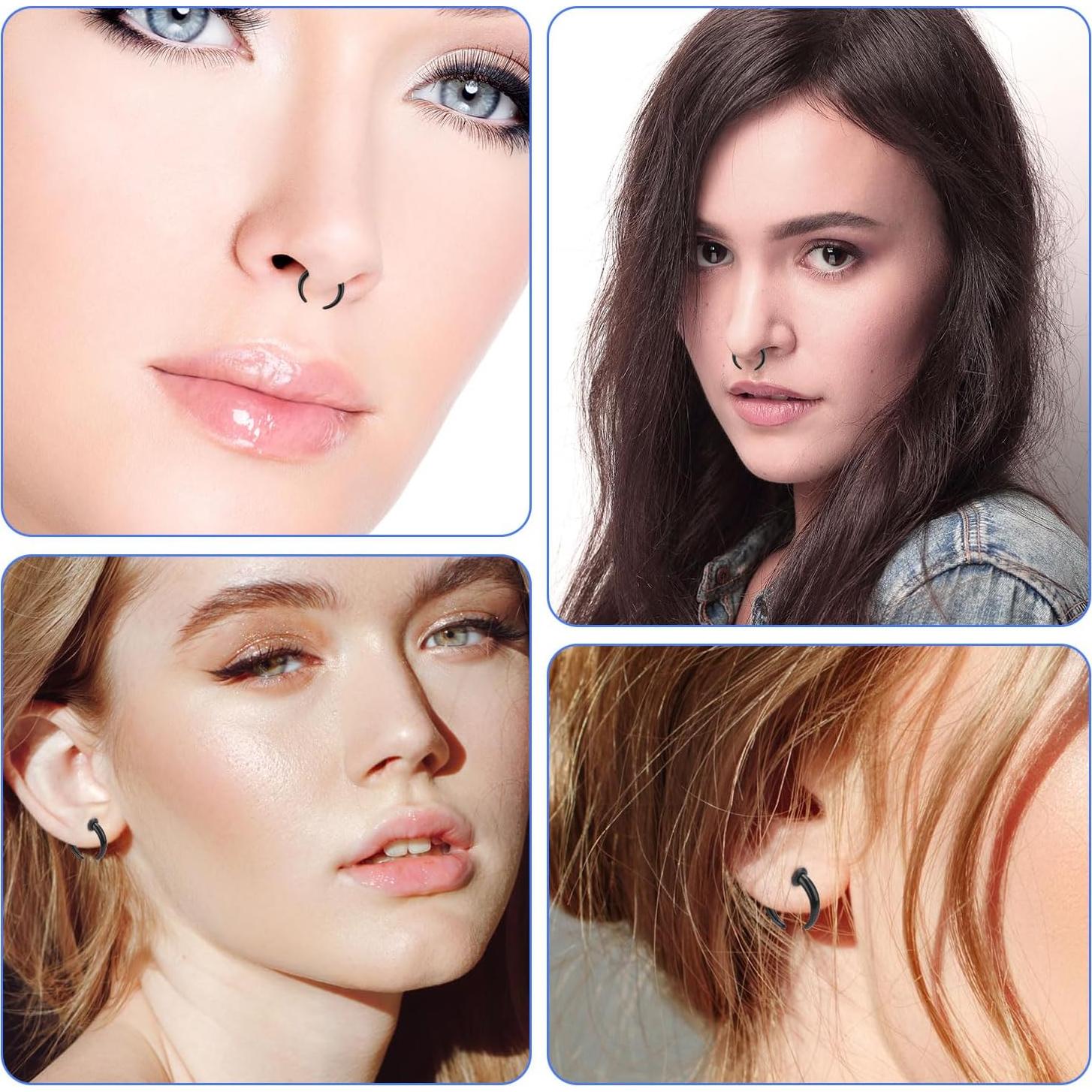 18 Anillos de Septum Acrílicos Mikovivi - 4G a 14G, 3 Colores