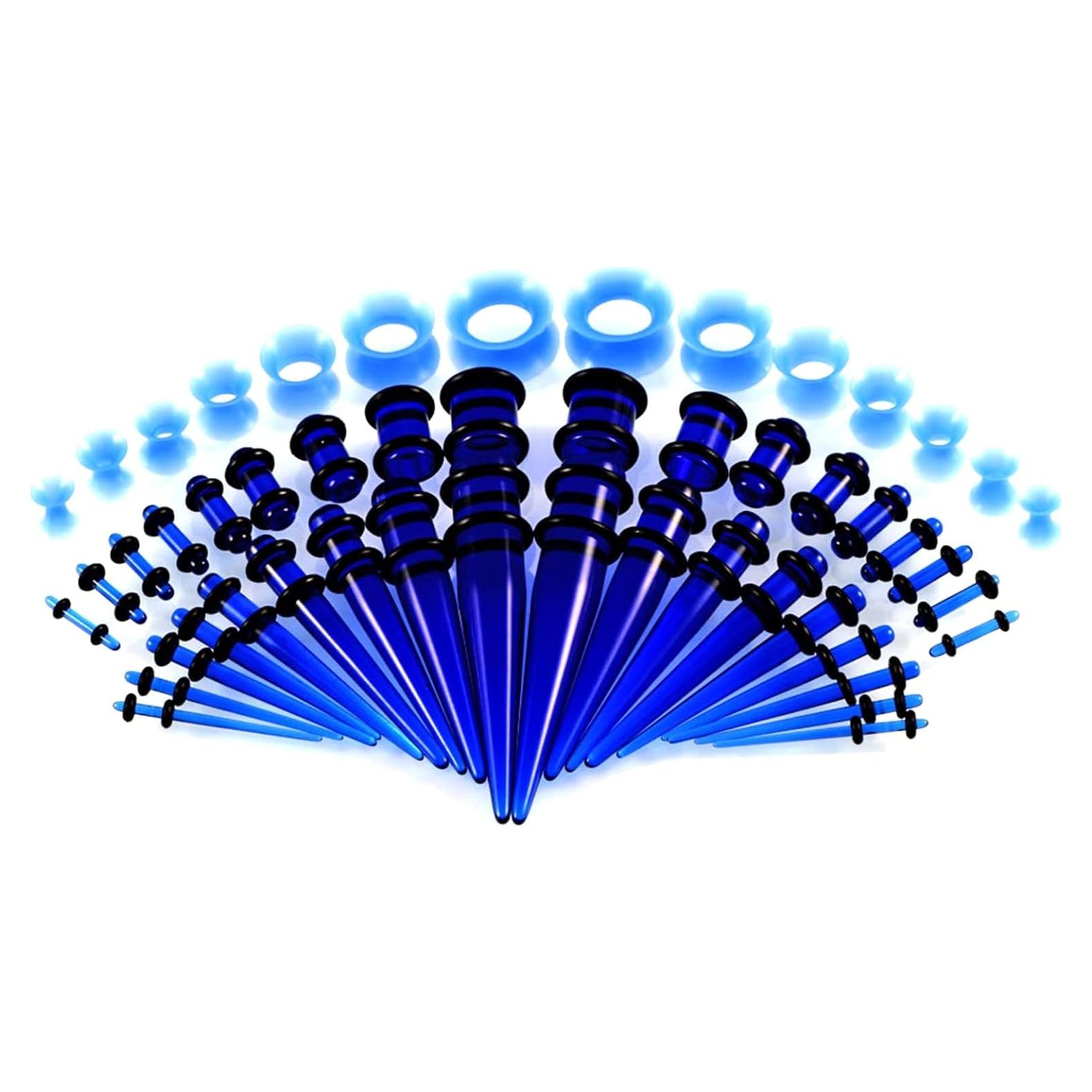 Kit de Estiramiento de Orejas 50 Piezas Acrílico Bluelans Azul