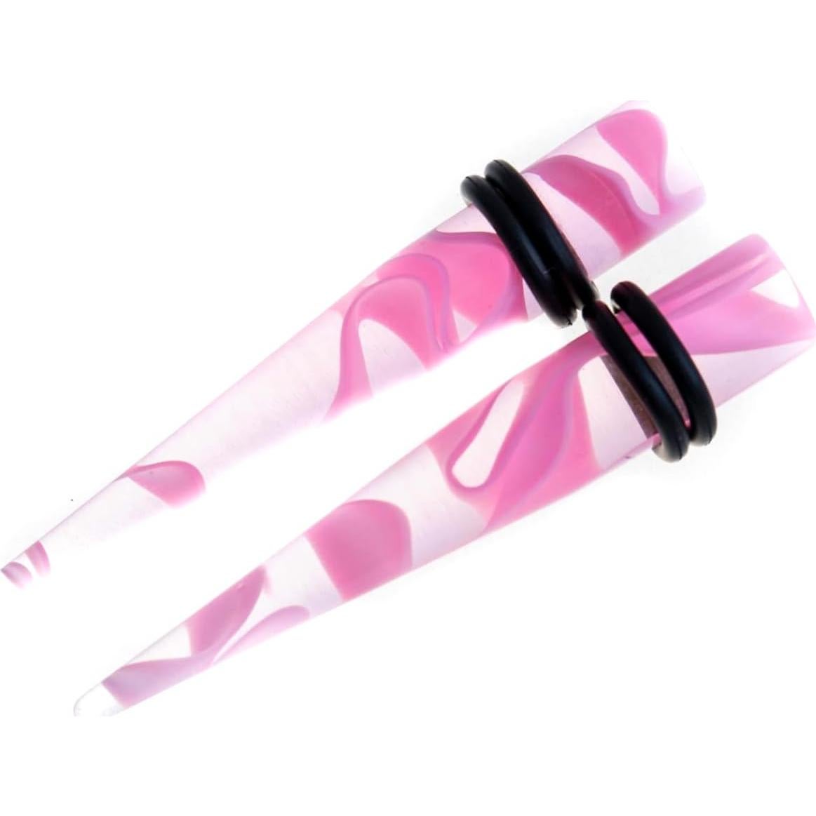 Kit de Estiramiento de Orejas 50 Piezas Acrílico Rosa 14G-00G