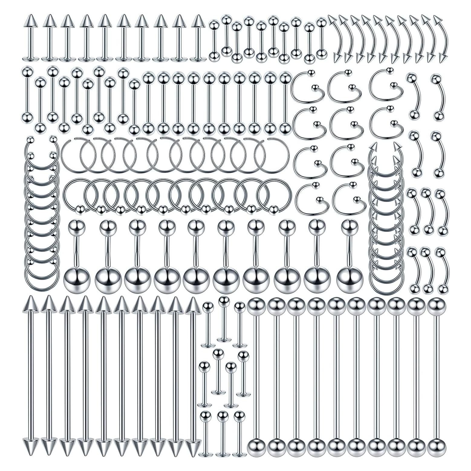 Kit de Joyería para Piercing Corporal 150PCS Acero Inoxidable