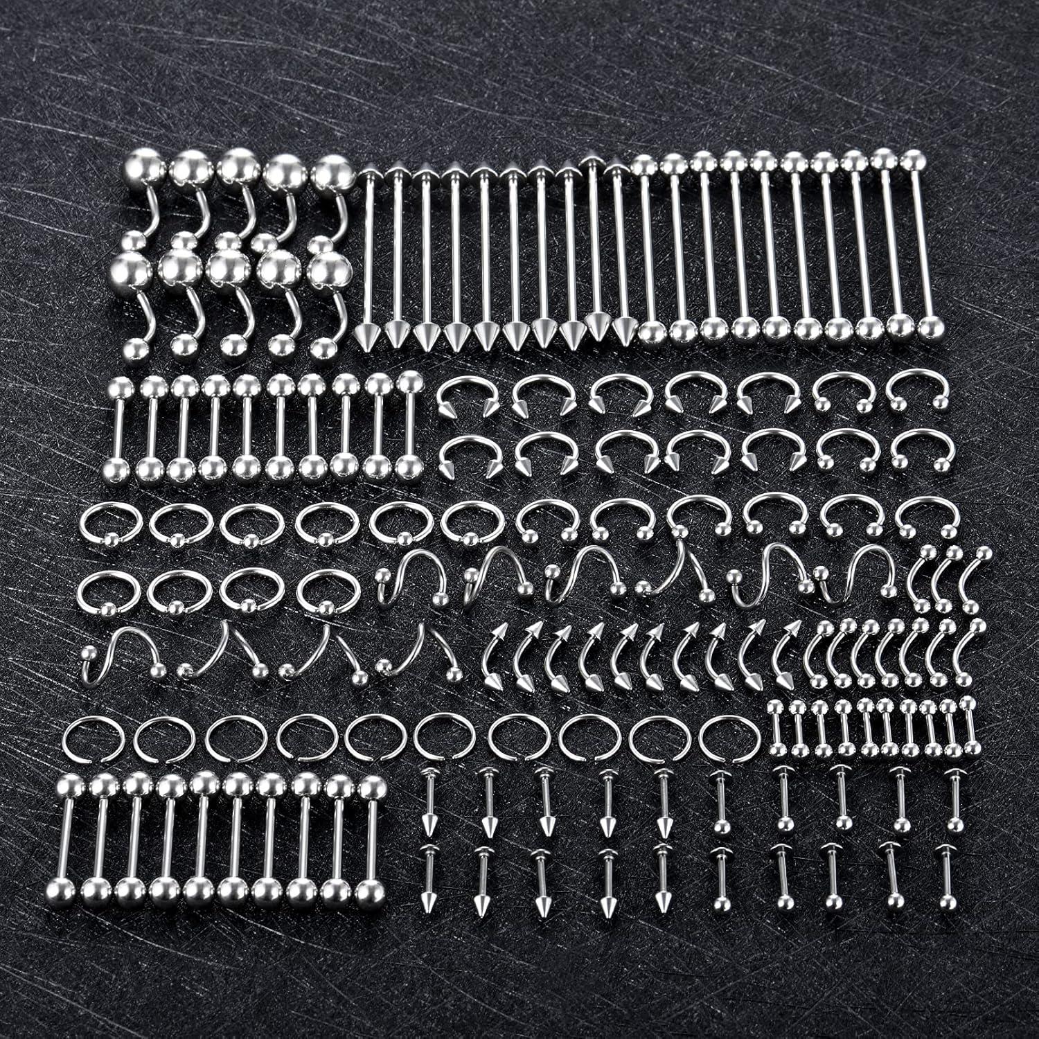 Kit de Joyería para Piercing Corporal 150PCS Acero Inoxidable