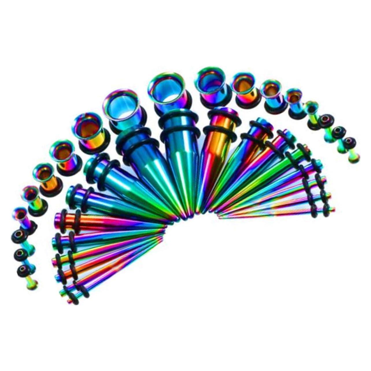 Kit de Estiramiento de Orejas 36 Piezas Acero Inoxidable 14G-00G