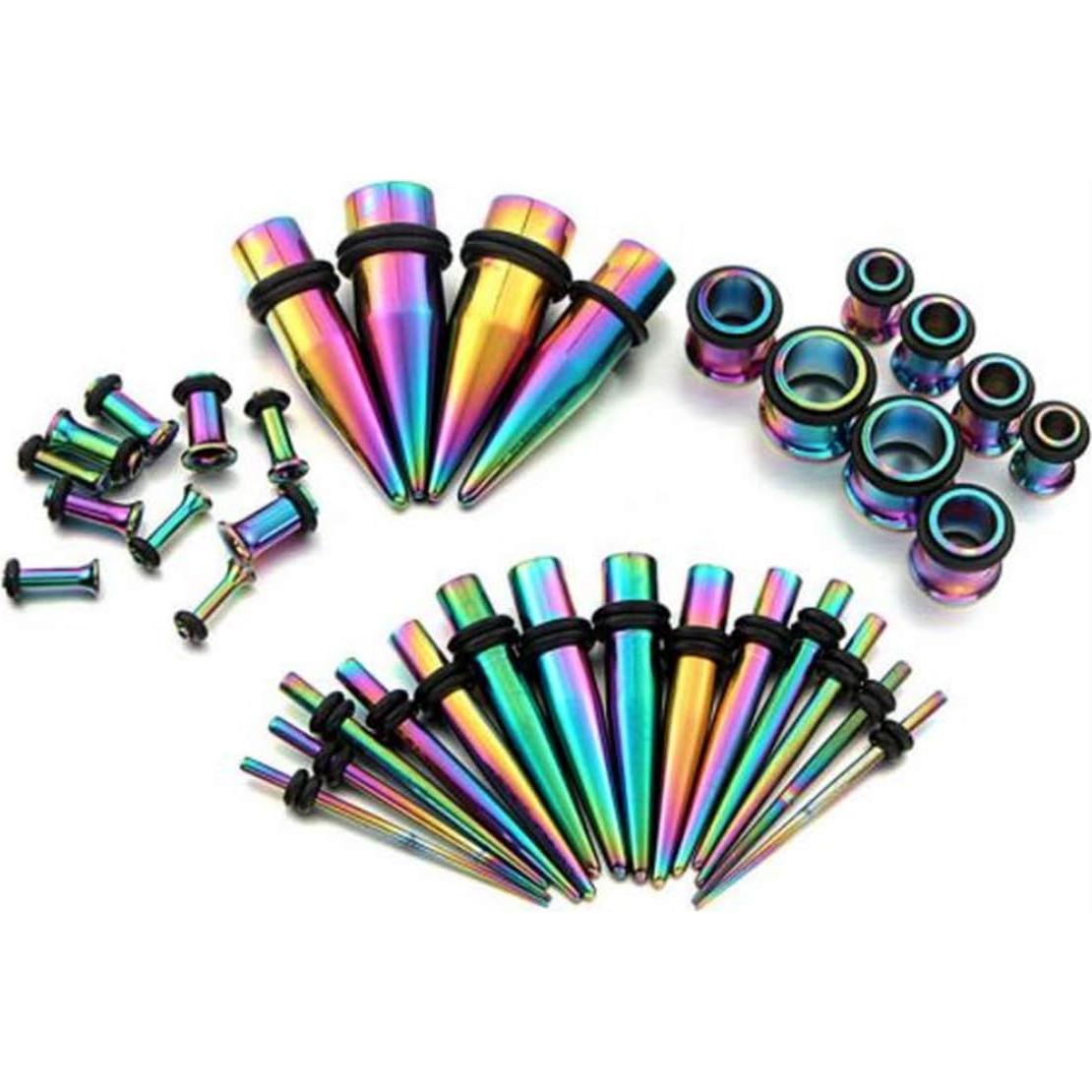 Kit de Estiramiento de Orejas 36 Piezas Acero Inoxidable 14G-00G