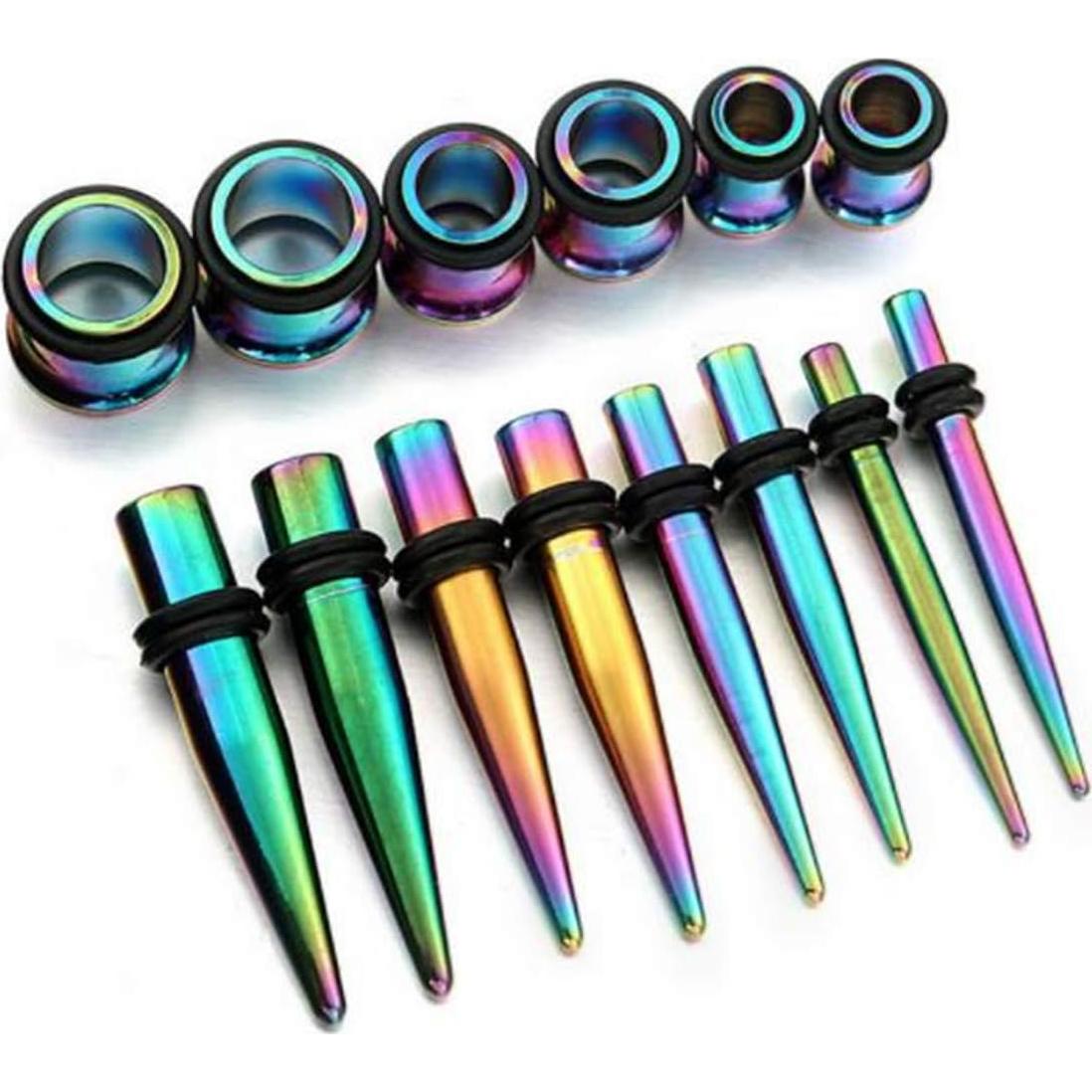 Kit de Estiramiento de Orejas 36 Piezas Acero Inoxidable 14G-00G