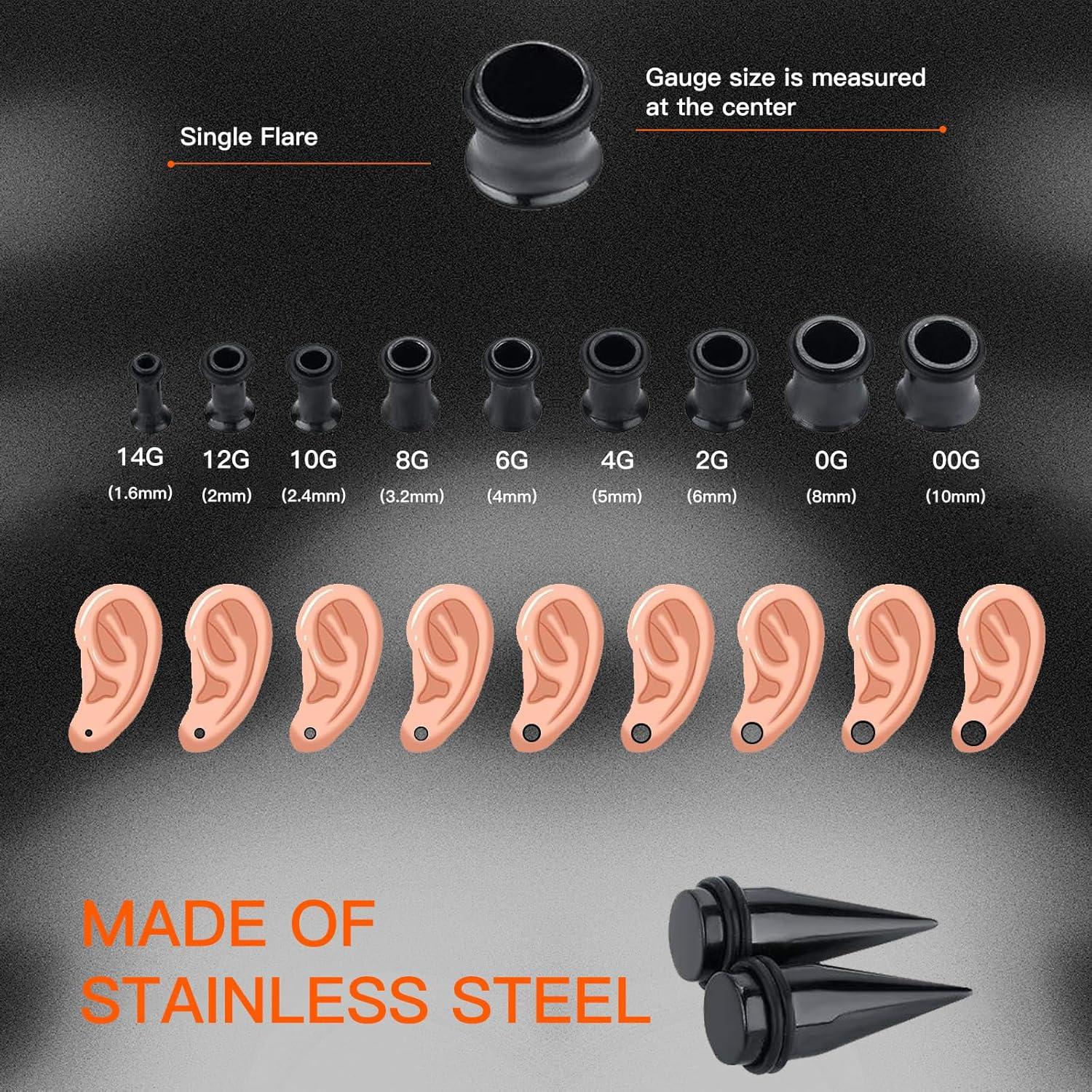 Kit de Estiramiento de Orejas 36PC Acero Inoxidable 14-00G