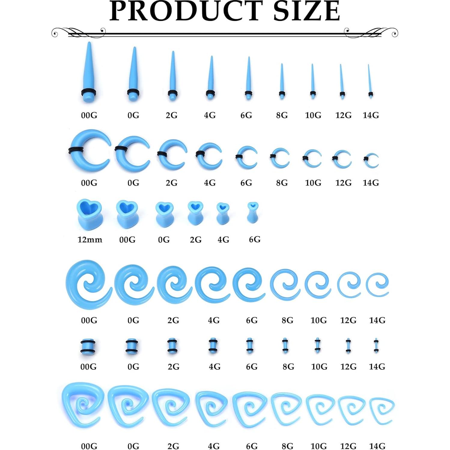 Kit de Estiramiento de Orejas 102 Piezas Ubjuliwa 14G-00G