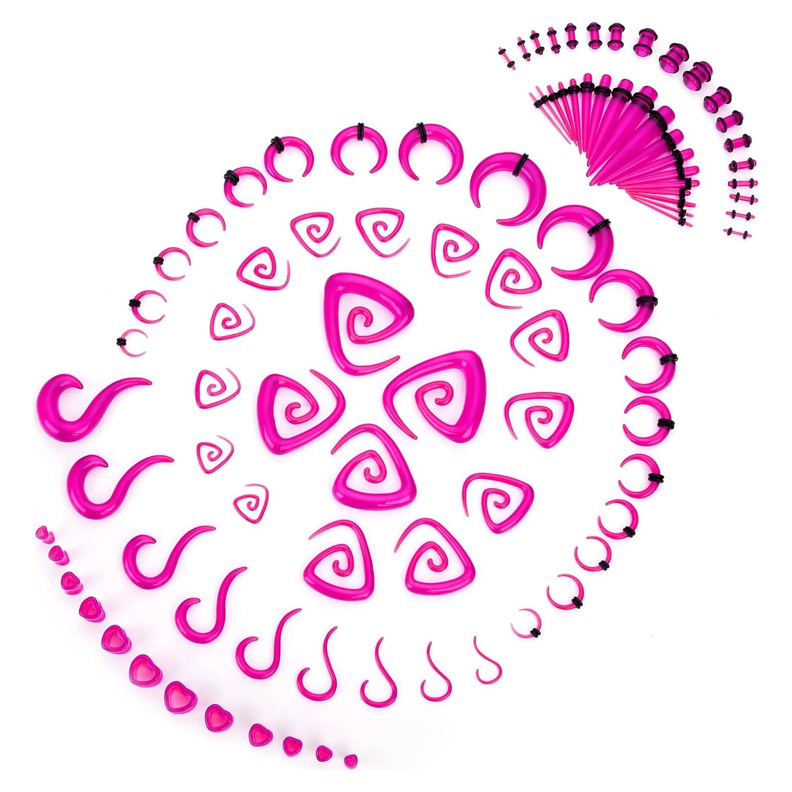 Kit de Estiramiento de Orejas 93 Piezas ORAZIO 14G-00G Acrílico