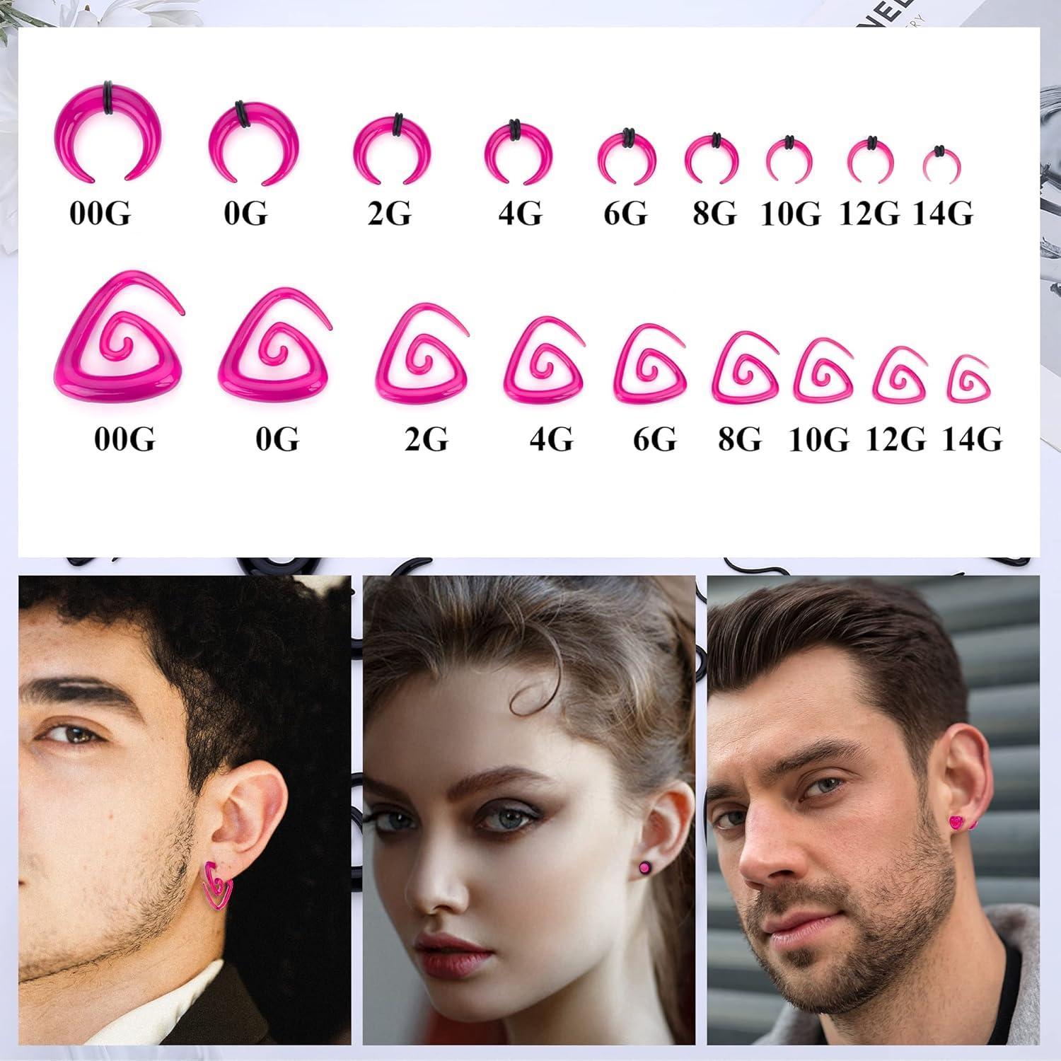 Kit de Estiramiento de Orejas 93 Piezas ORAZIO 14G-00G Acrílico