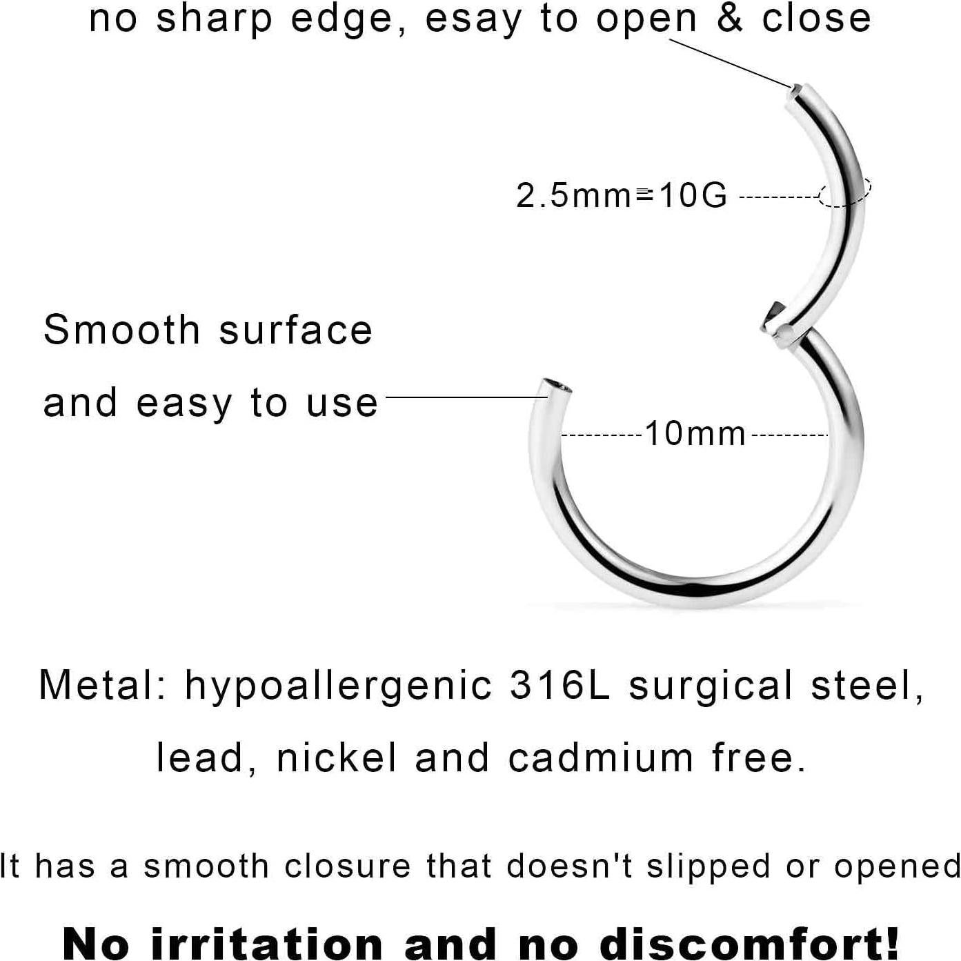 Anillos Septum Articulados Clicker Yaalozei Acero Quirúrgico 10G